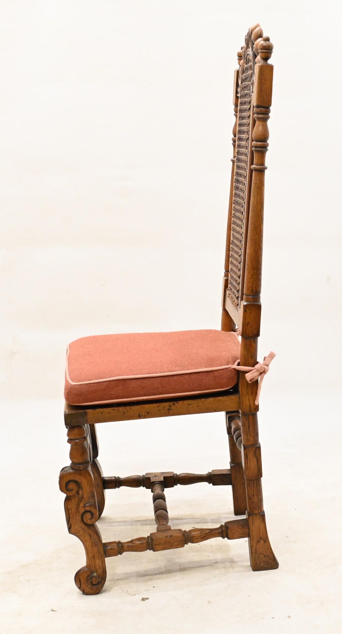 Set Oak Dining Chairs Jacobean Revival Farmhouse 1840 For Sale 4