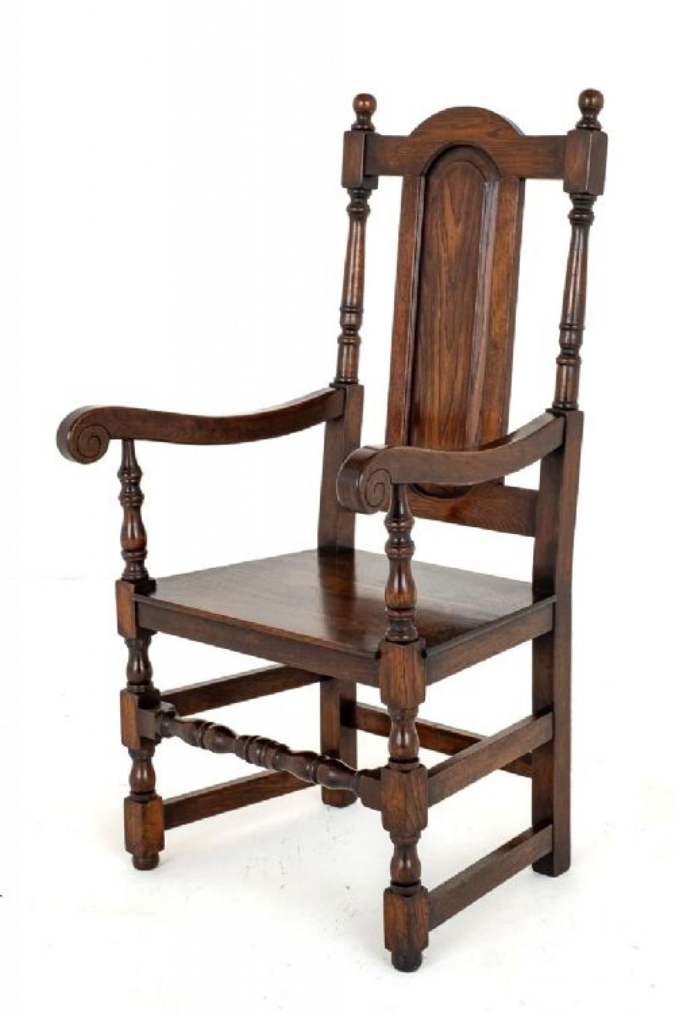 Set Oak Dining Chairs Tudor Farmhouse For Sale 8