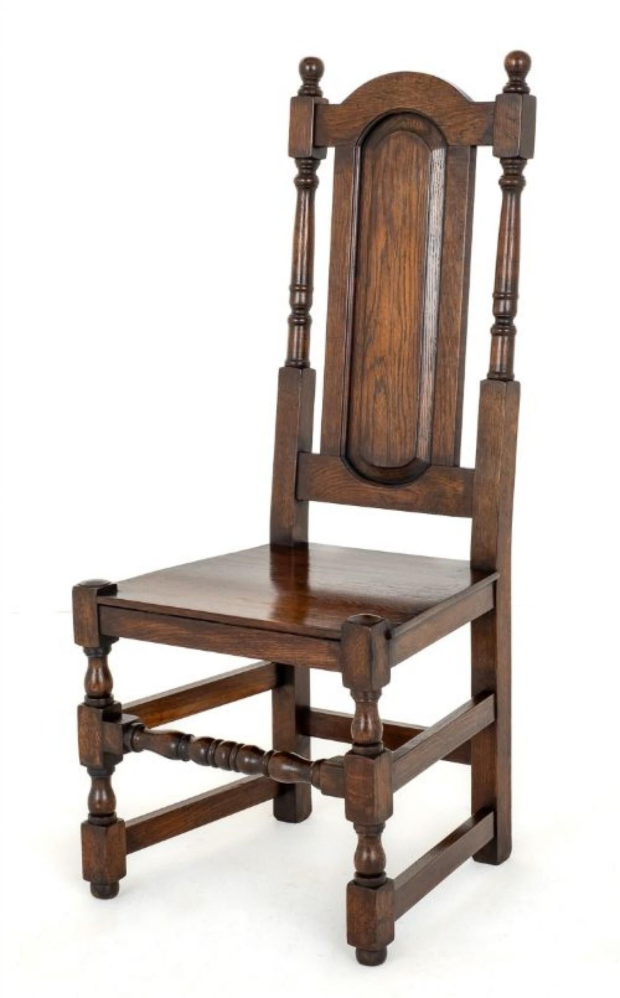 Mid-20th Century Set Oak Dining Chairs Tudor Farmhouse For Sale