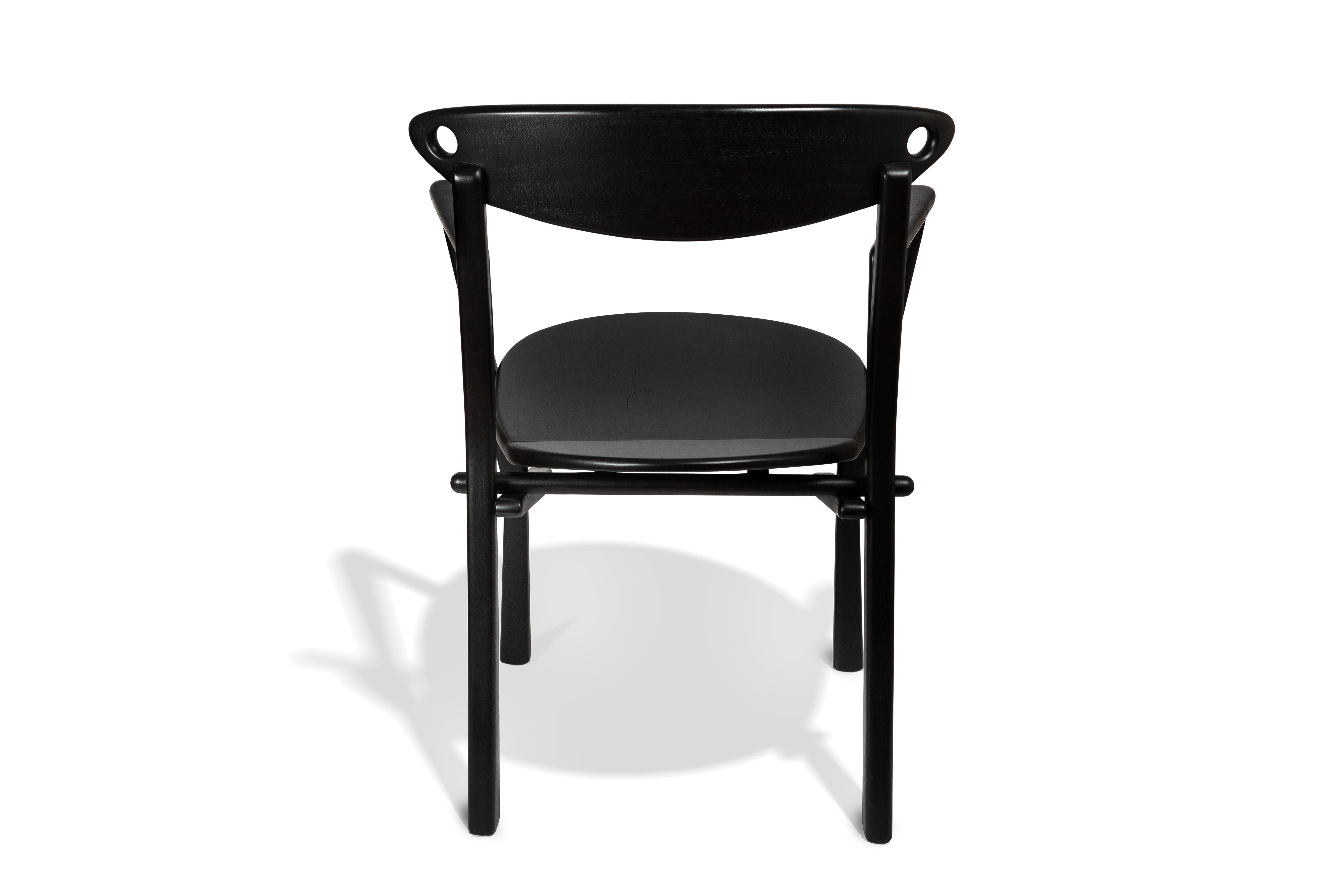 Set of 02 Armchairs Laje in Ebony Finish Wood For Sale 2