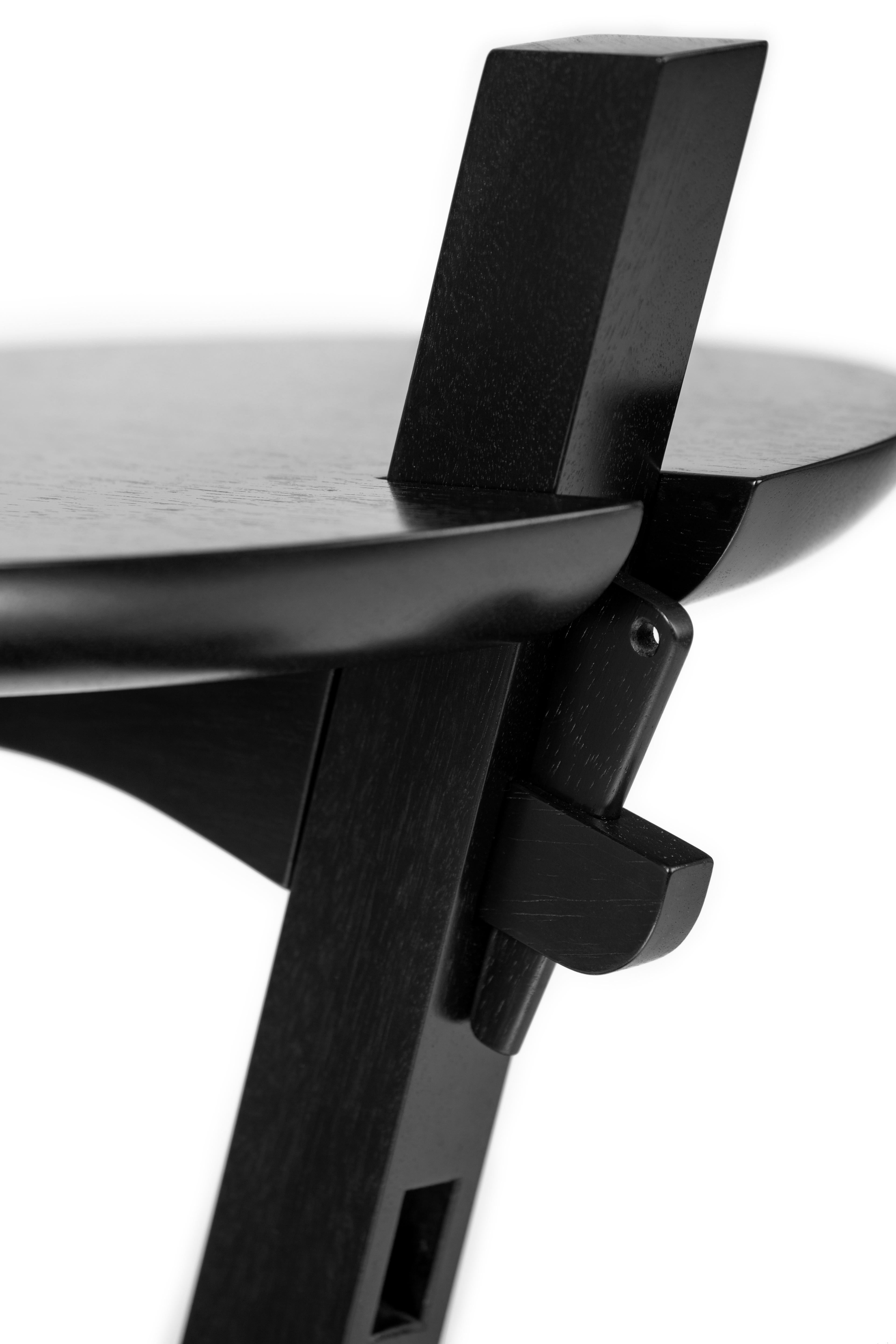Set of 02 Side Tables IRACEMA in Ebony Finish Wood In New Condition For Sale In São Paulo, SP