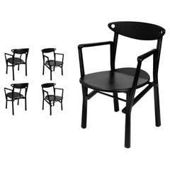 Set of 04 Dinner Chairs Laje in Ebony Finish Wood