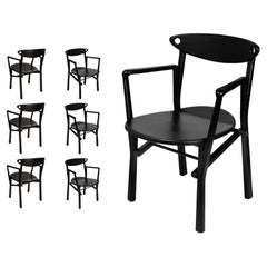 Set of 06 Dinner Chairs  Laje in Ebony Finish Wood