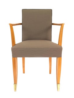 Set di 10 sedie imbottite Jean Pascaud in mogano francese grigio