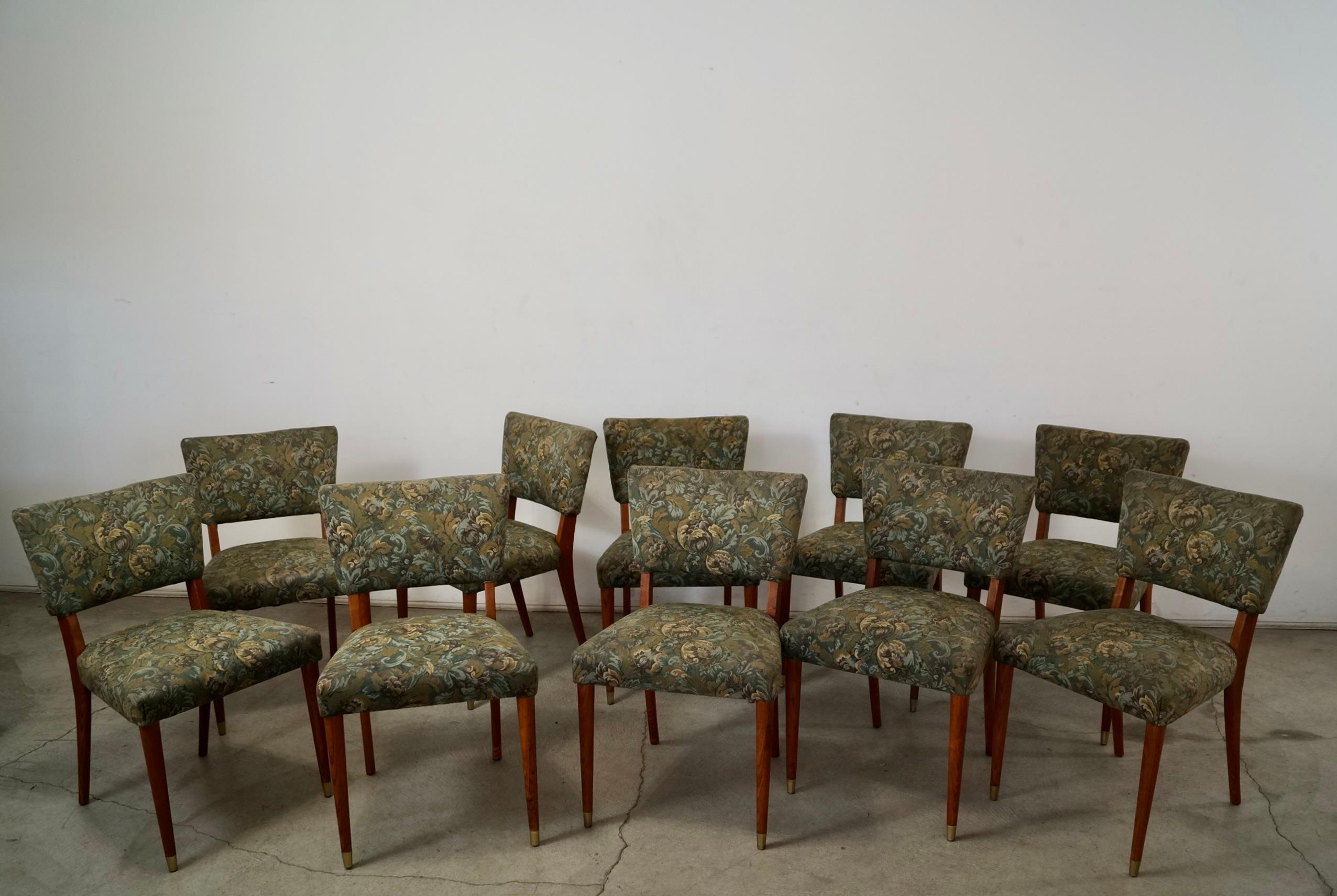 Set of 10 1950's Mid-Century Danish Modern Teak Dining Chairs In Fair Condition In Burbank, CA