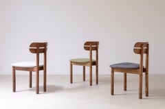 Set of 10 1960s oak chairs with shaped backrest