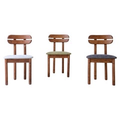 Set of 10 1960s oak chairs with shaped backrest