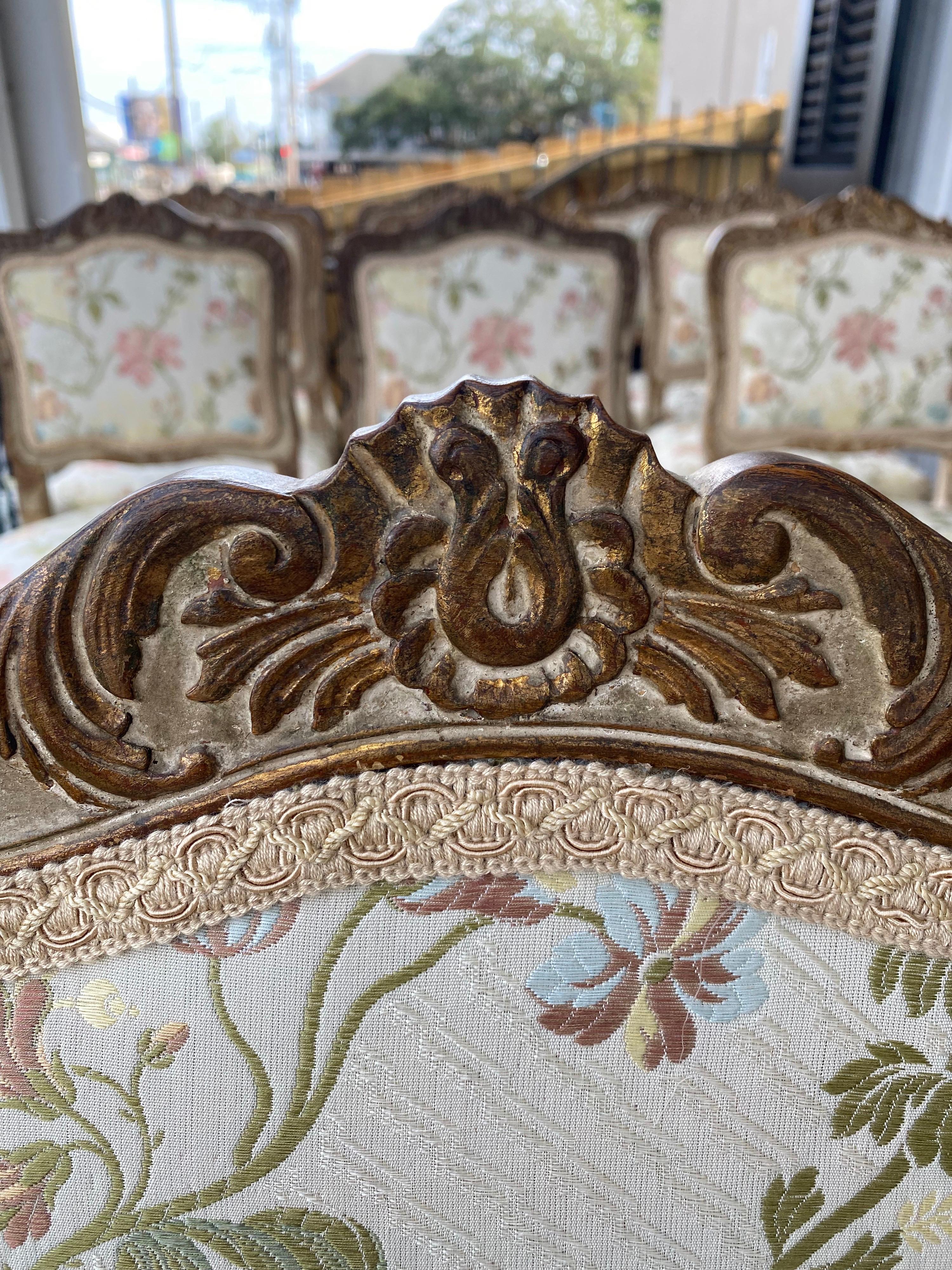 Set of 10 19th C Regence Style Painted and Parcel Gilt Dining Chairs In Good Condition In Natchez, MS