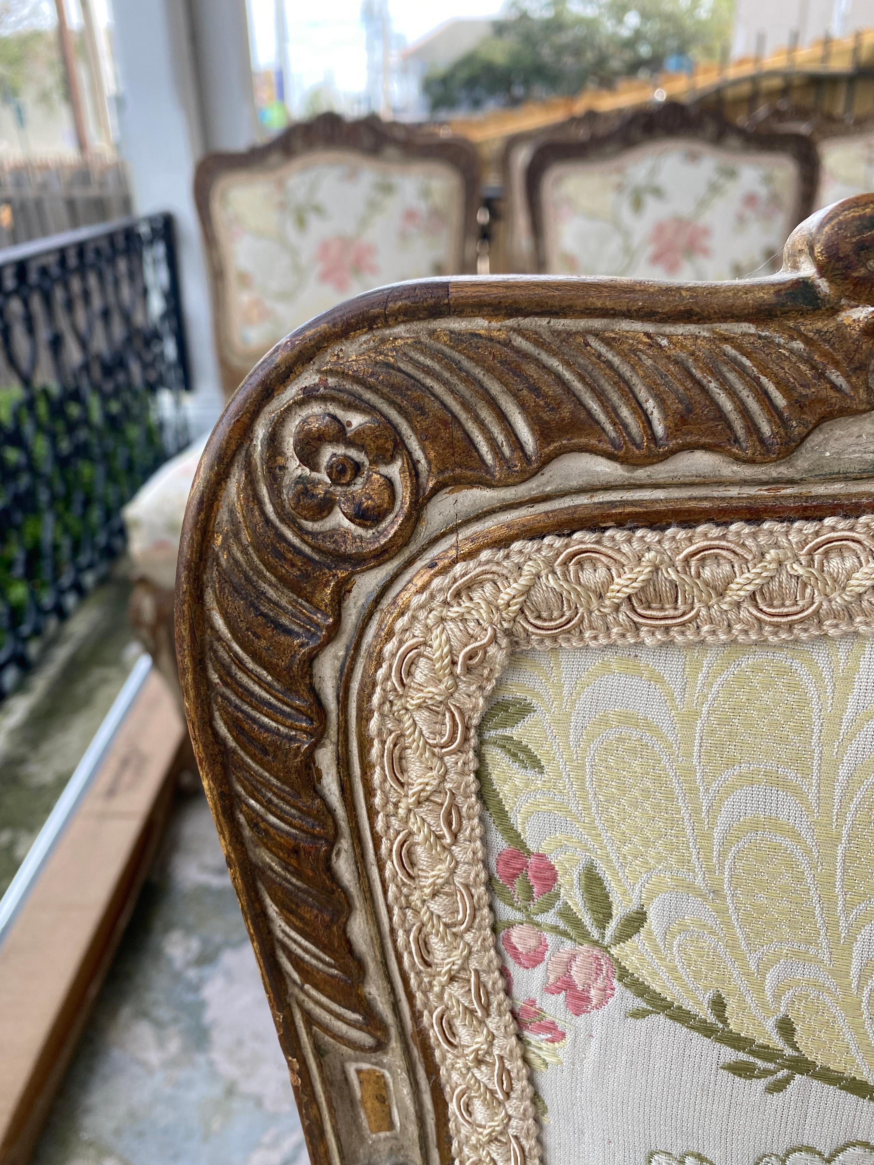 19th Century Set of 10 19th C Regence Style Painted and Parcel Gilt Dining Chairs