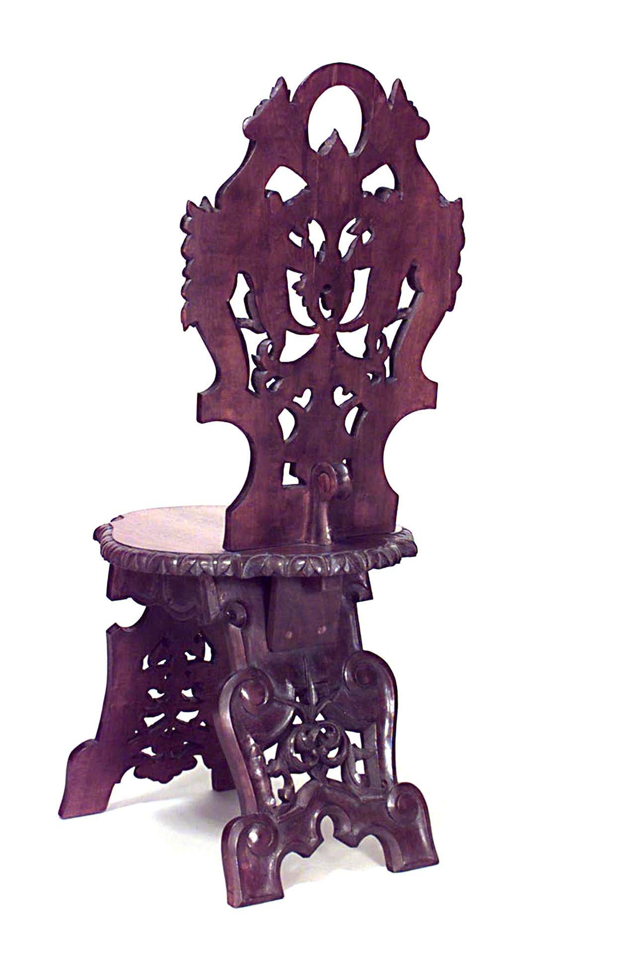 European Set of 10 Rustic Black Forest Walnut Side Chairs For Sale