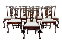 Set of 10 19th Century Chippendale design dining chairs