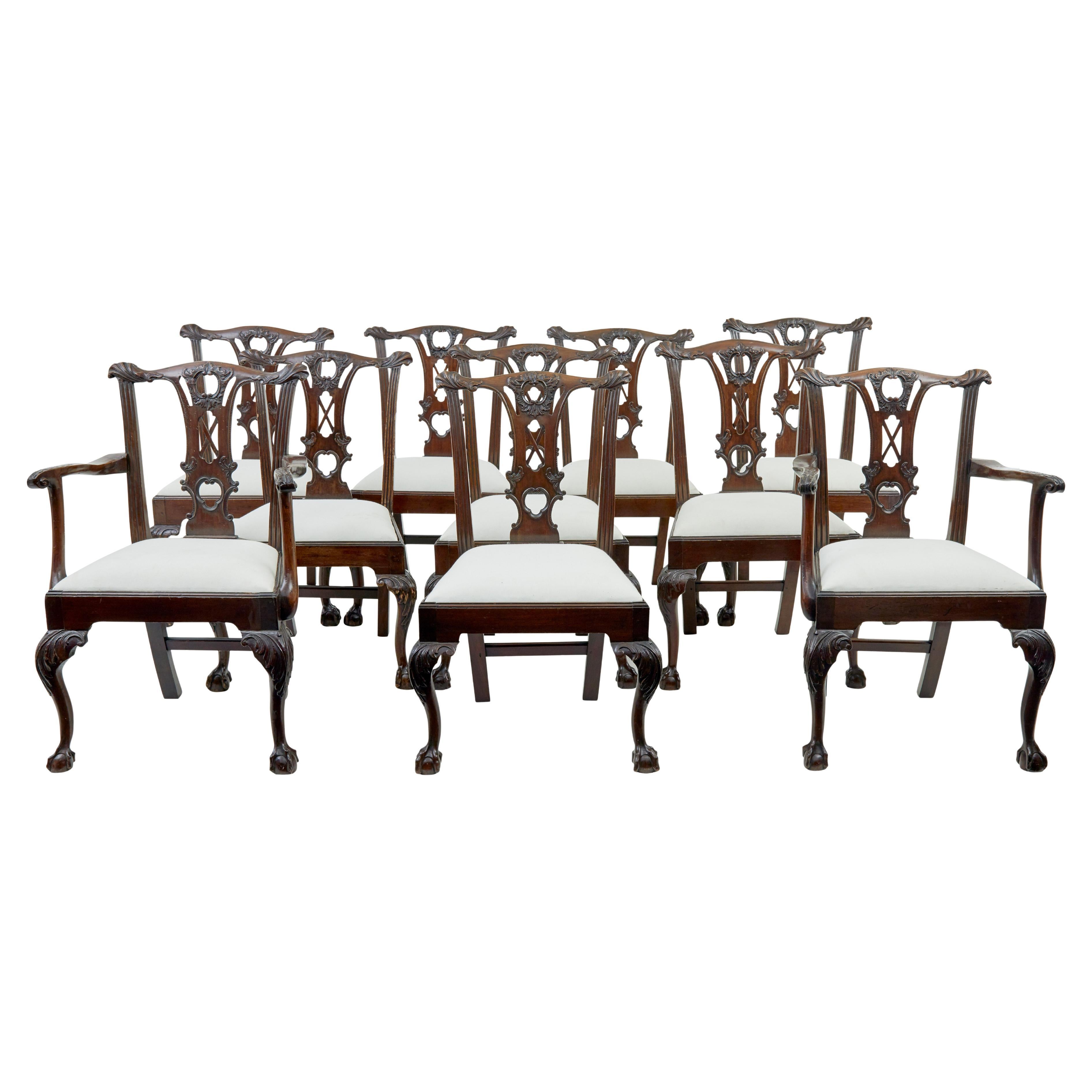 Set of 10 19th Century Chippendale design dining chairs