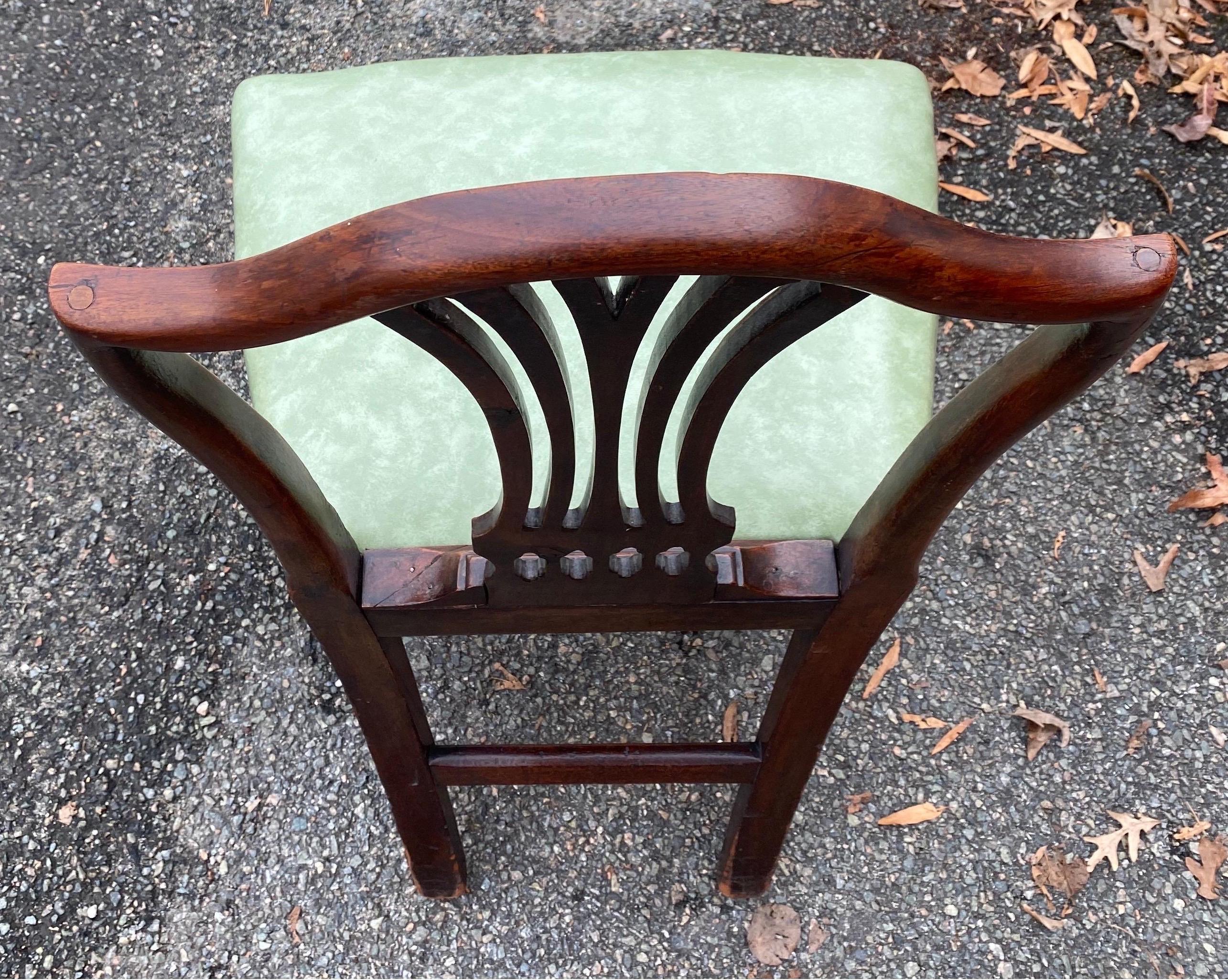 Set of 10 19th Century English Mahogany Dining Chairs with Light Green Seats For Sale 8