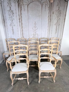 Set of 10 19th Century French Provincial Bleached Oak Ladderback Dining Chairs