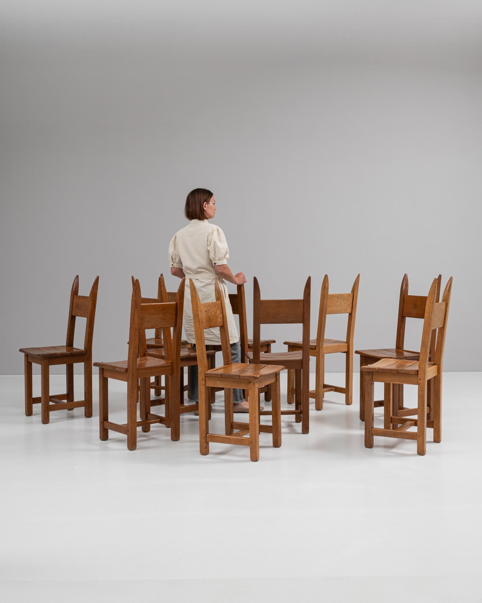 Set of 10, 20th Century French Wooden Dining Chairs 12