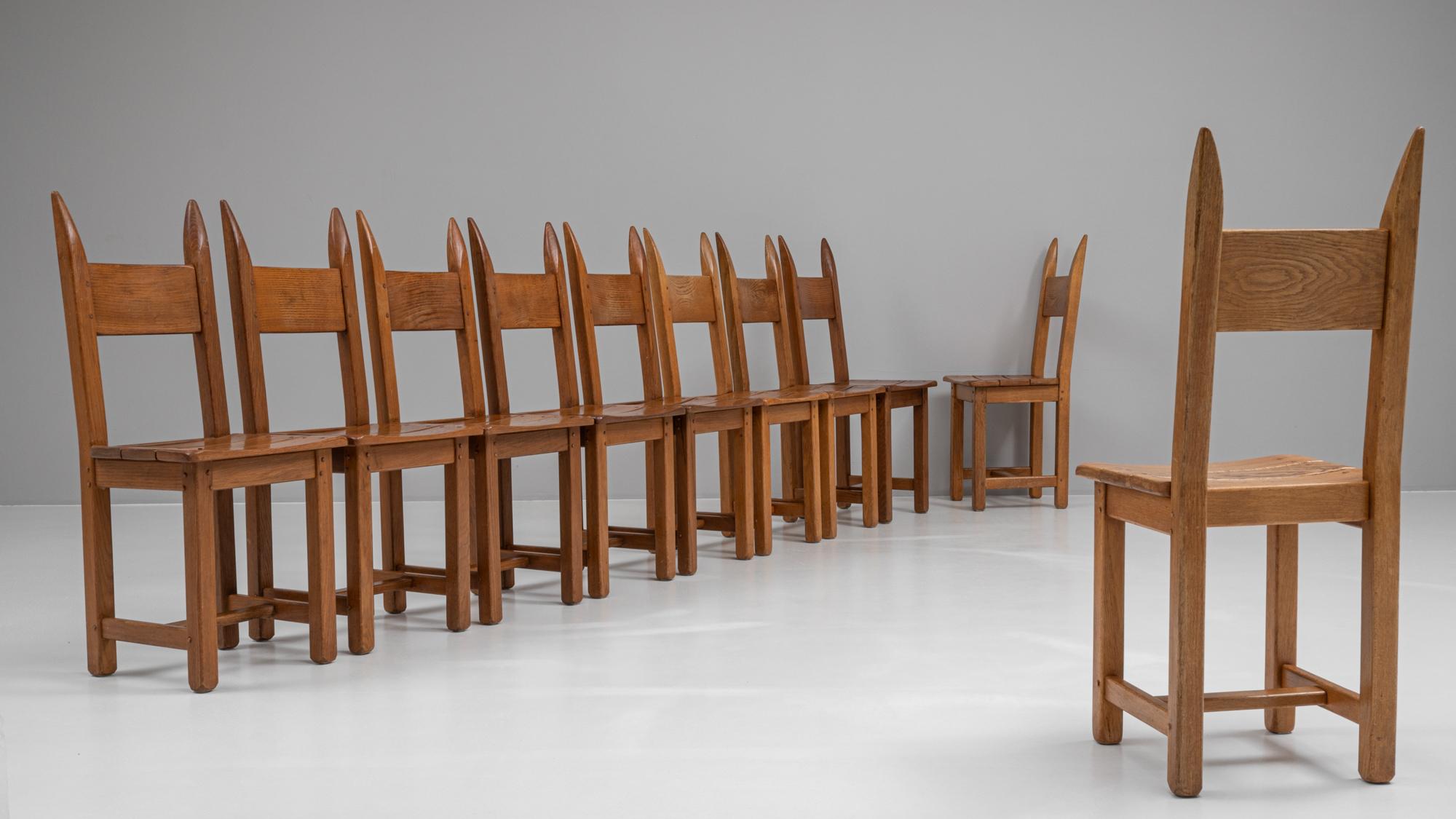 Set of 10, 20th Century French Wooden Dining Chairs In Good Condition In High Point, NC
