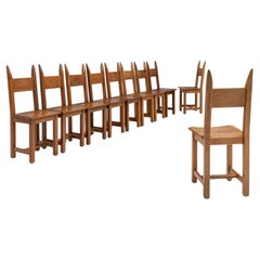 Set of 10, 20th Century French Wooden Dining Chairs