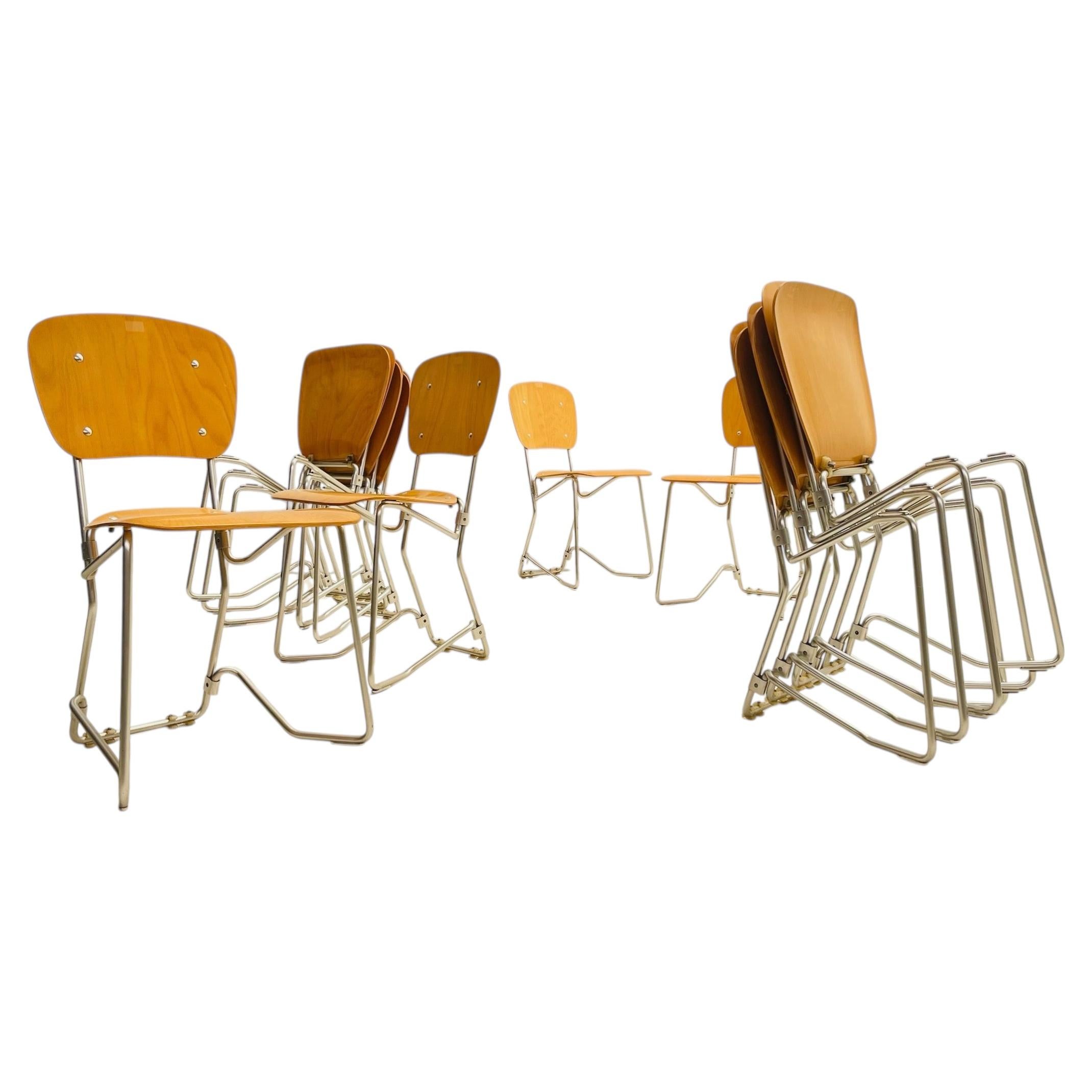 Set of 10 Aluflex Stacking Chairs by Armin Wirth for Ph. Zieringer KG For Sale