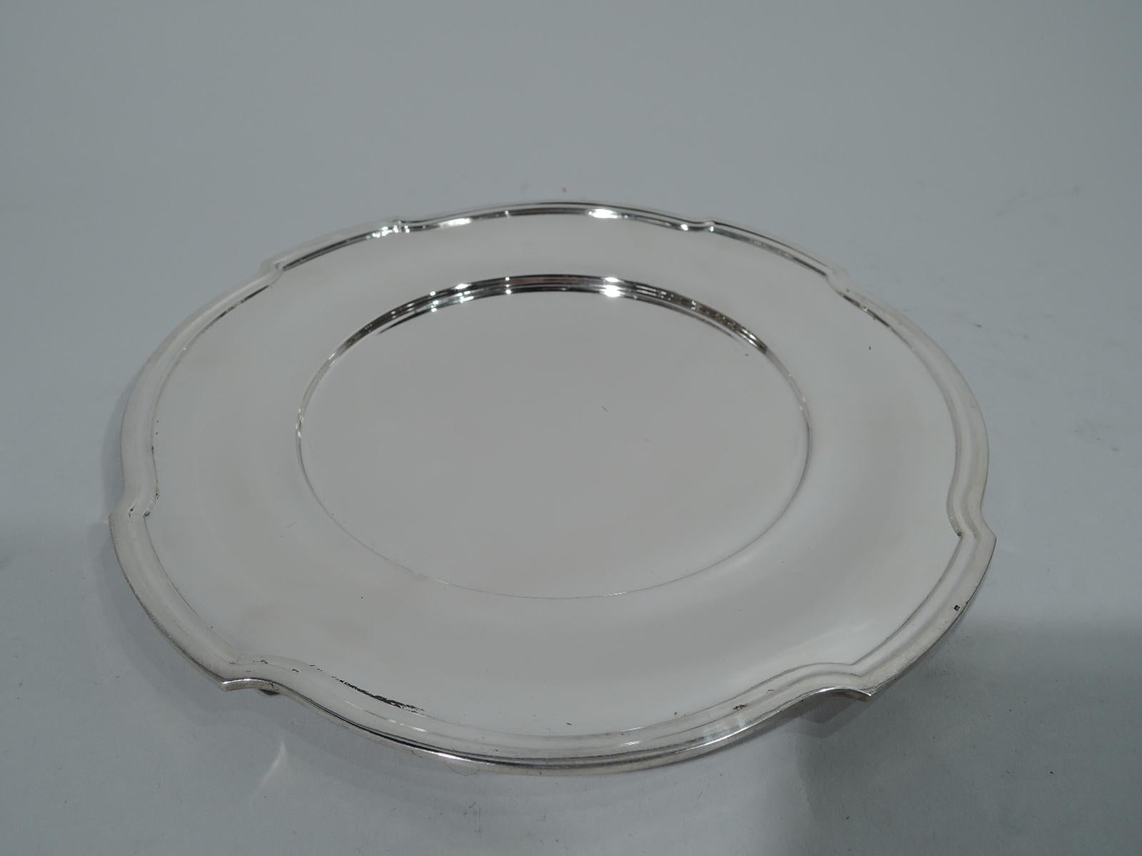 Set of 10 American Art Deco Sterling Silver Appetizer Plates In Excellent Condition In New York, NY