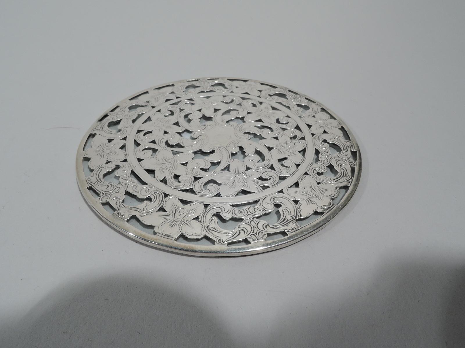 Set of 10 American Art Nouveau Silver Overlay Coasters by Webster In Good Condition In New York, NY