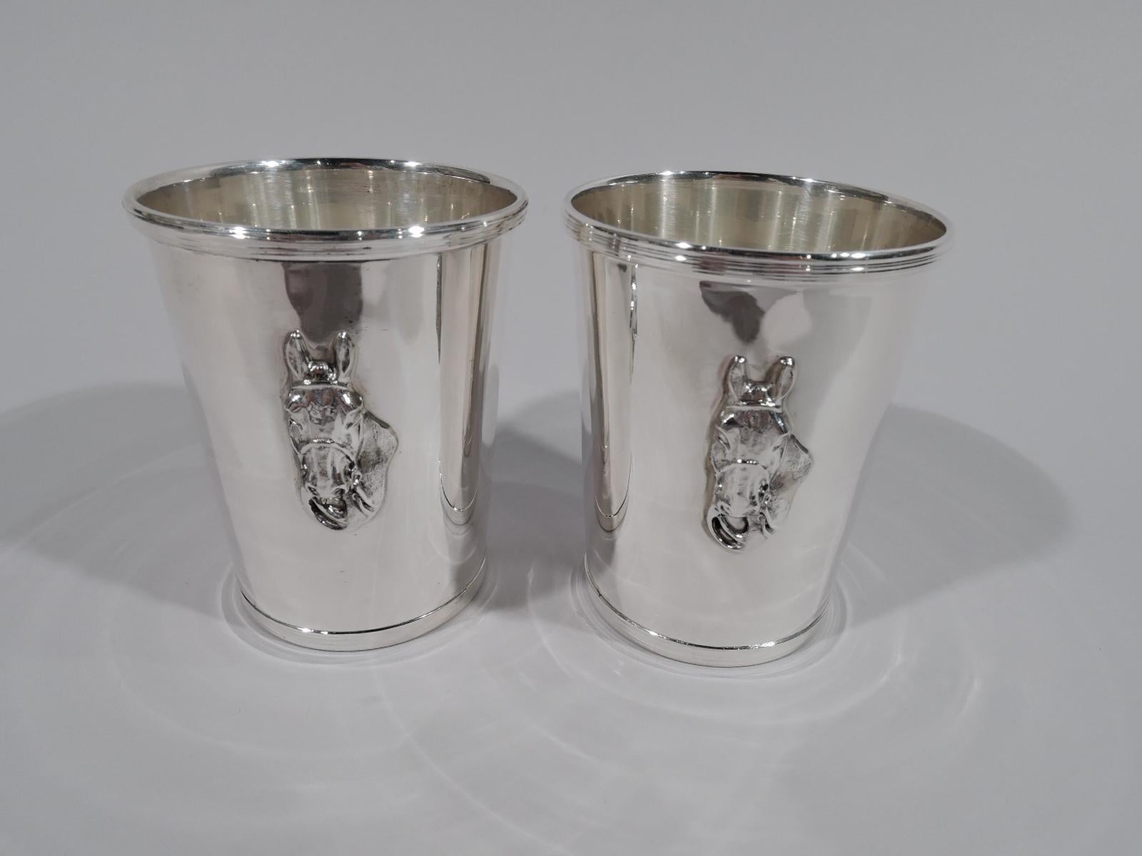 Set of 10 American Modern Sterling Silver Mint Juleps with Horse Head In Excellent Condition In New York, NY