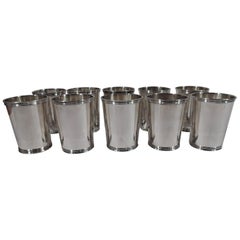 Set of 10 American Sterling Silver Mint Julep Cups by Manchester