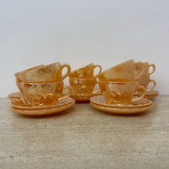 Set di 10 tazze Anchor e hocking fire king Peach Lustre Laurel, piatti e barattoli Can