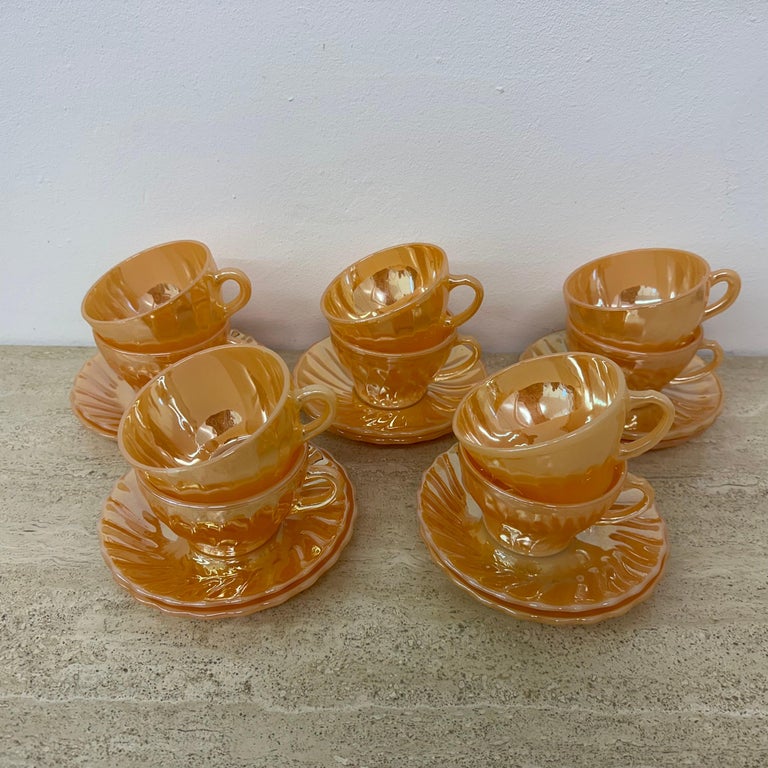 Juego de 10 Anchor y hocking fuego rey Melocotón Lustre Laurel