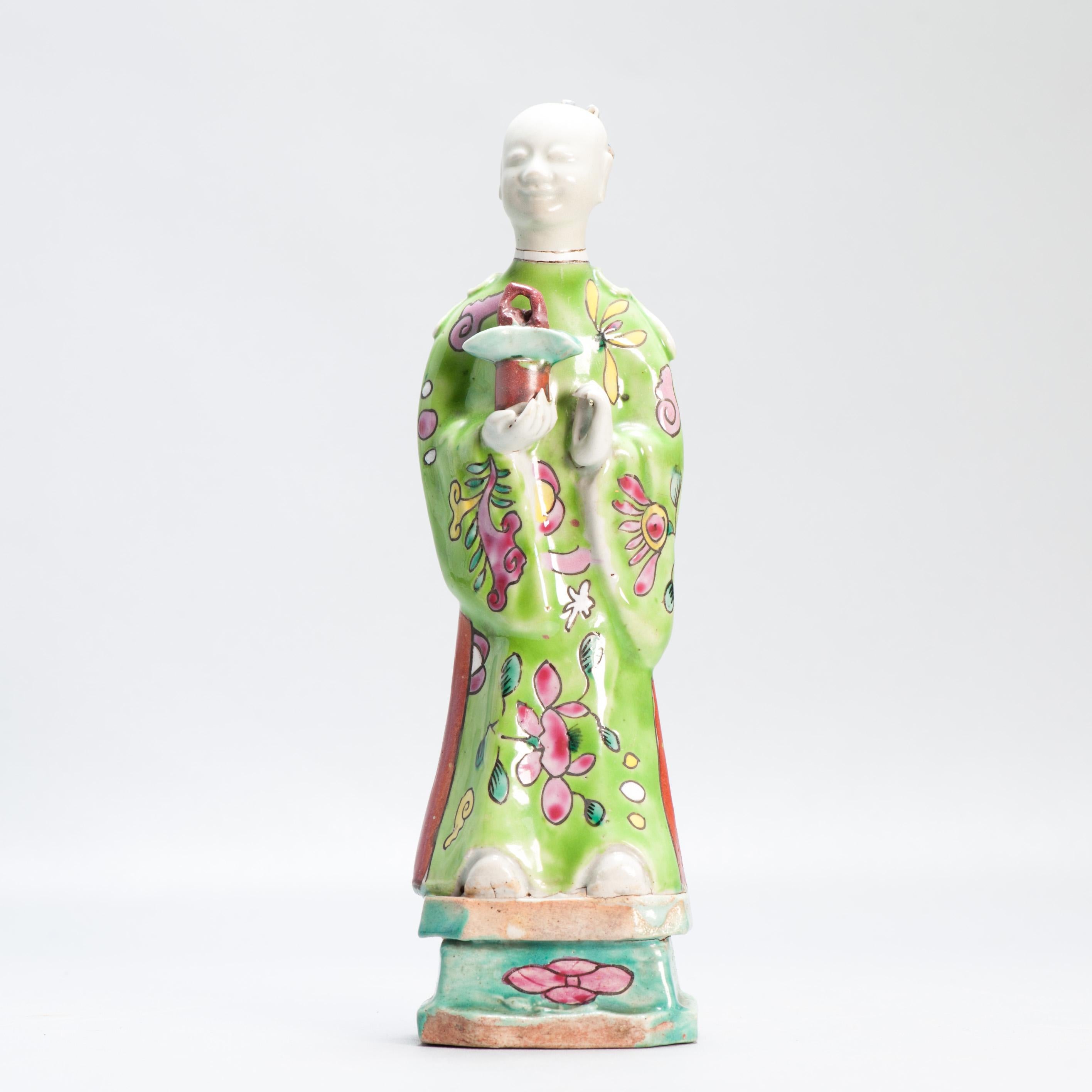 Set di 10 antiche statue di immortali in porcellana cinese Qianlong del XVIII secolo C.C. in vendita 5