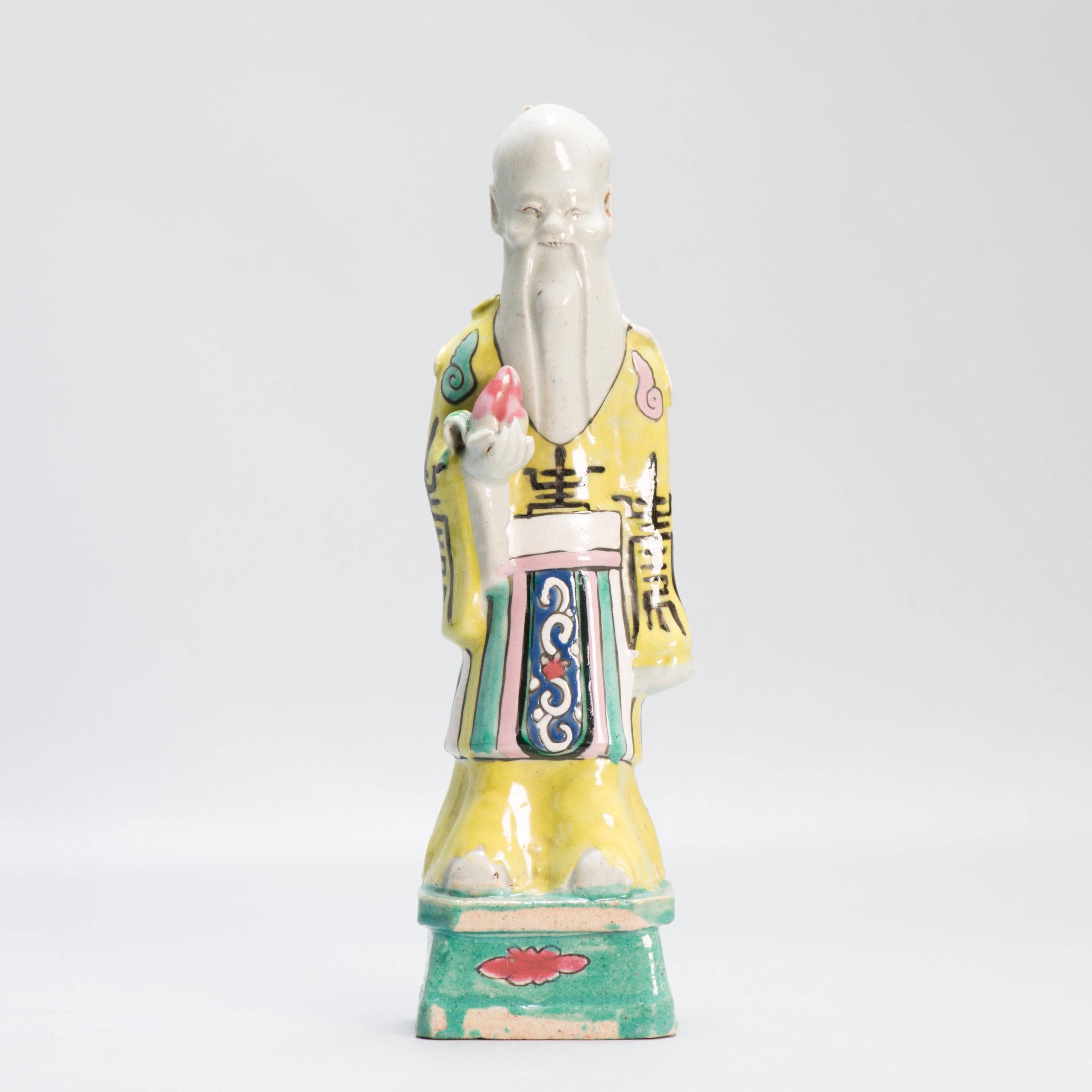 Set di 10 antiche statue di immortali in porcellana cinese Qianlong del XVIII secolo C.C. in vendita 7