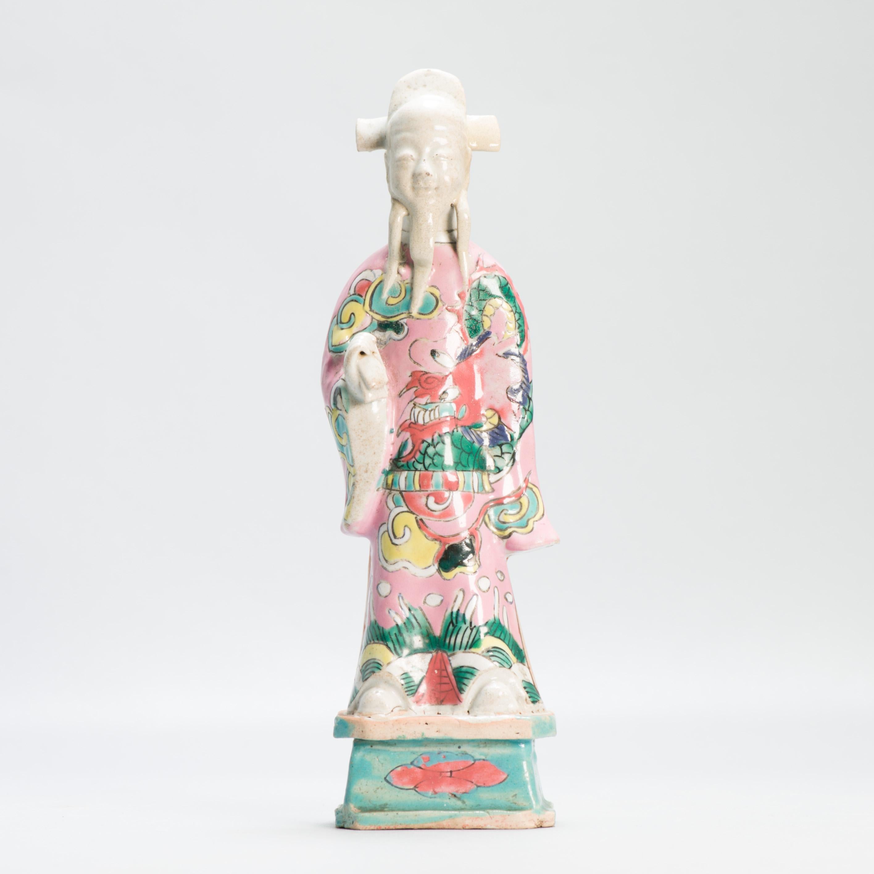 Set di 10 antiche statue di immortali in porcellana cinese Qianlong del XVIII secolo C.C. in vendita 11