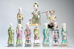Set of 10 Antique 18th c Qianlong Chinese Porcelain Immortal Statues China