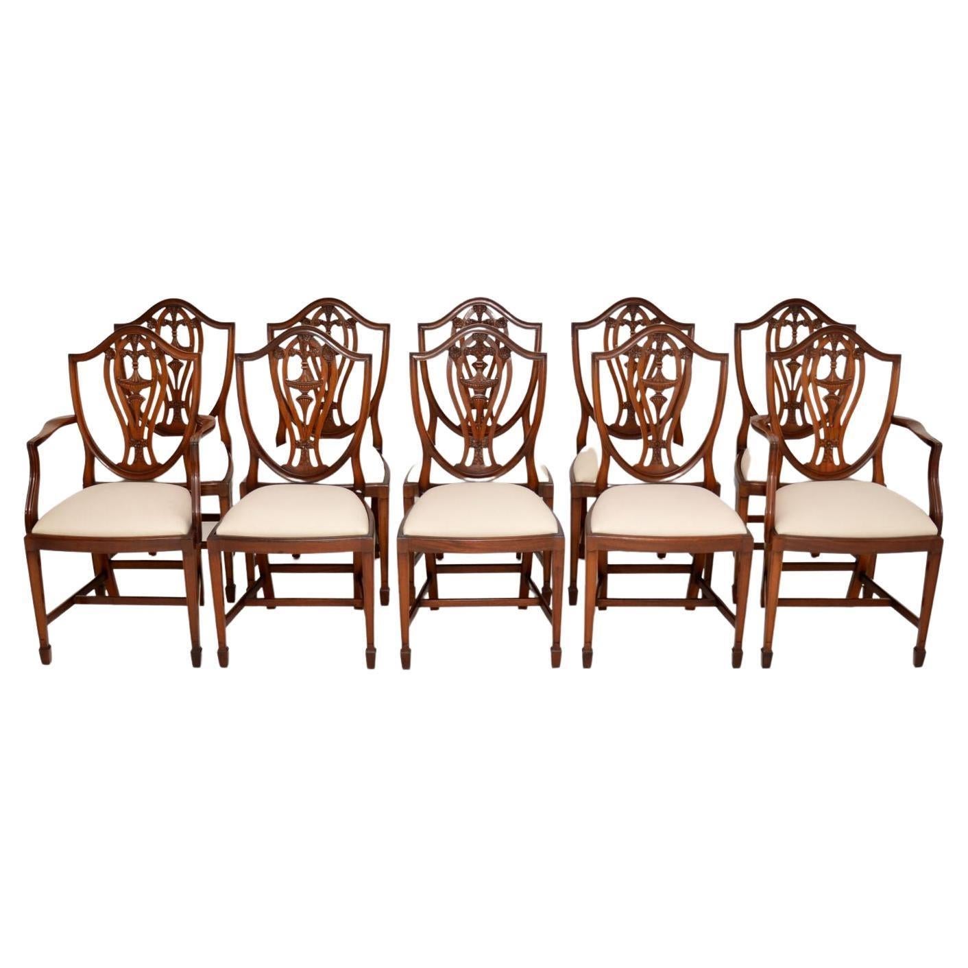 Set of 10 Antique Adam Style Dining Chairs 8