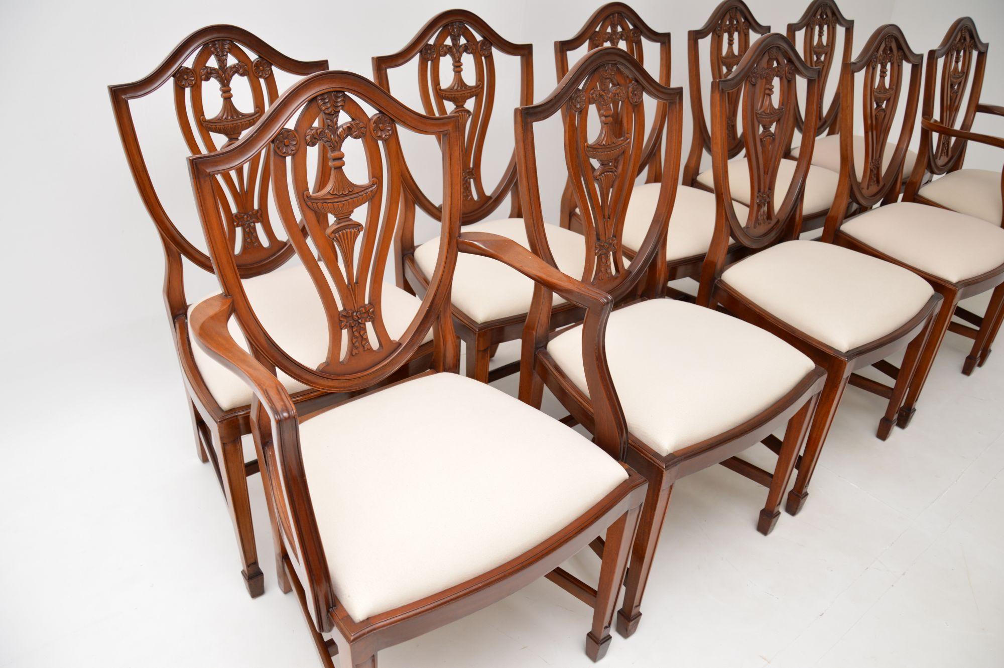 Set of 10 Antique Adam Style Dining Chairs 3