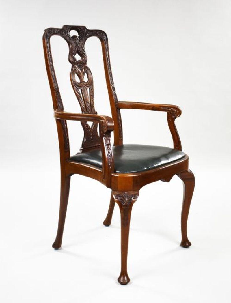 Set of 10 Antique Carved Mahogany Dining Chairs For Sale at 1stDibs