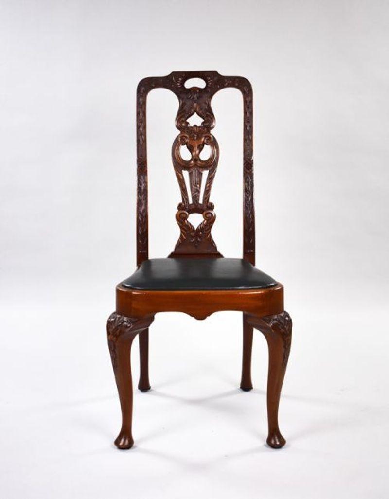 Set of 10 Antique Carved Mahogany Dining Chairs For Sale at 1stDibs