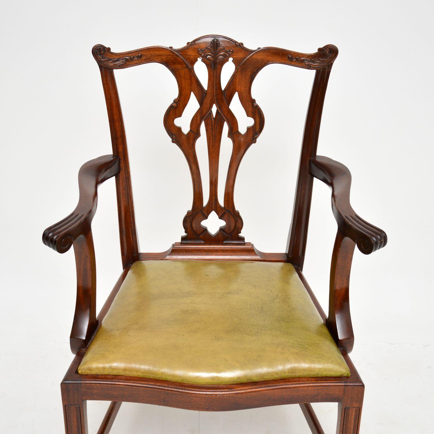 Set of 10 Antique Chippendale Carver Dining Chairs For Sale 1