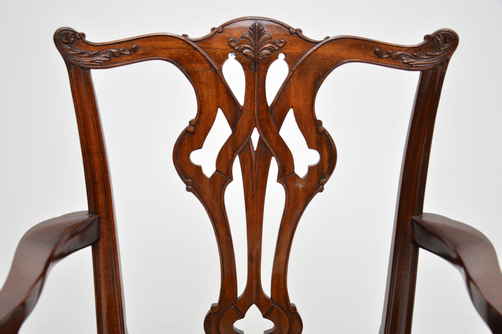 Set of 10 Antique Chippendale Carver Dining Chairs For Sale 2