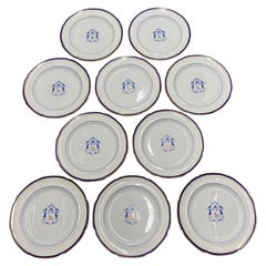 Set of 10, Antique Copeland Spode Armorial Dinner Plates C. 1950
