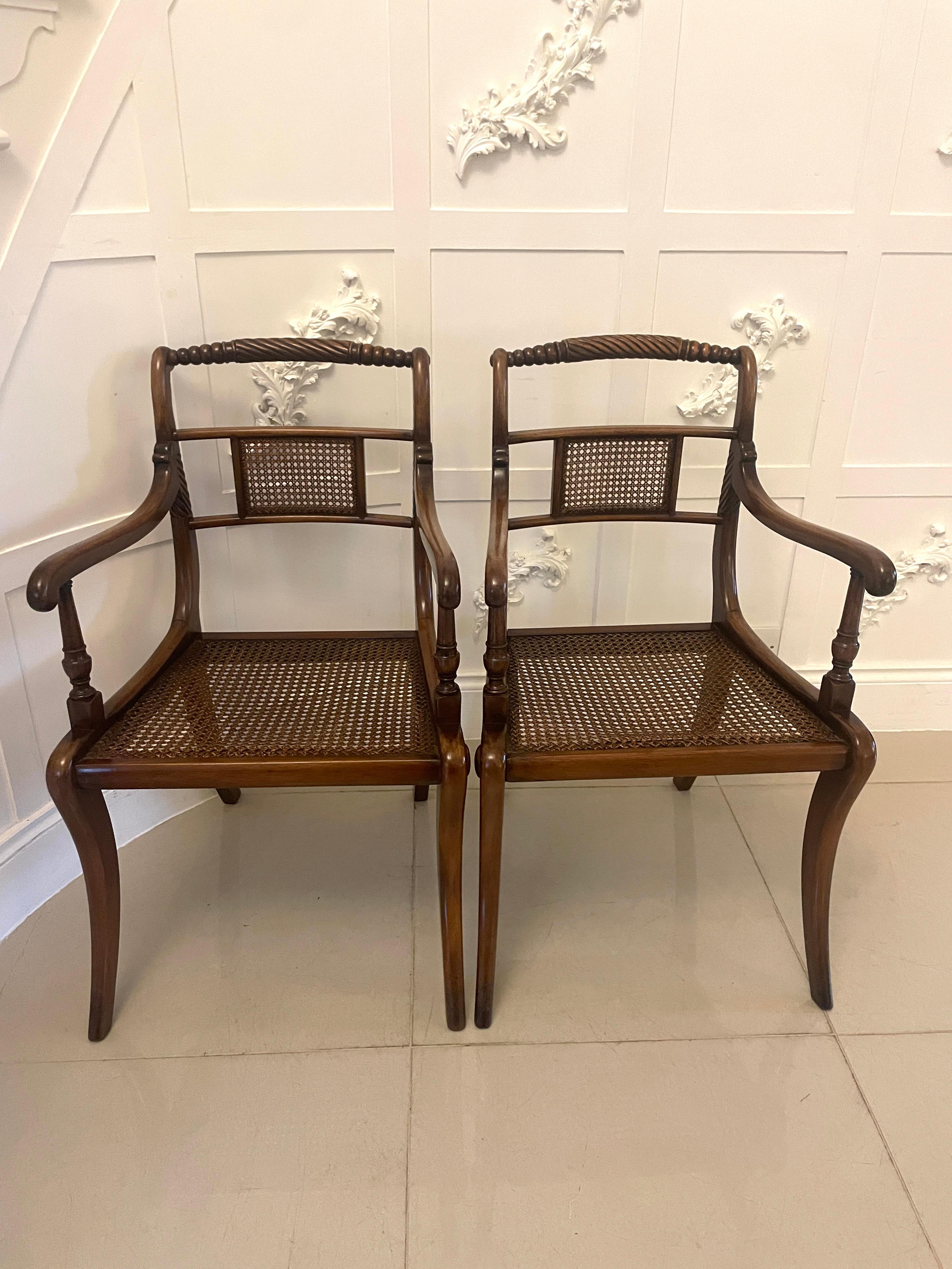 Set of 10 Antique Edwardian Quality Mahogany and Cane Dining Chairs 4