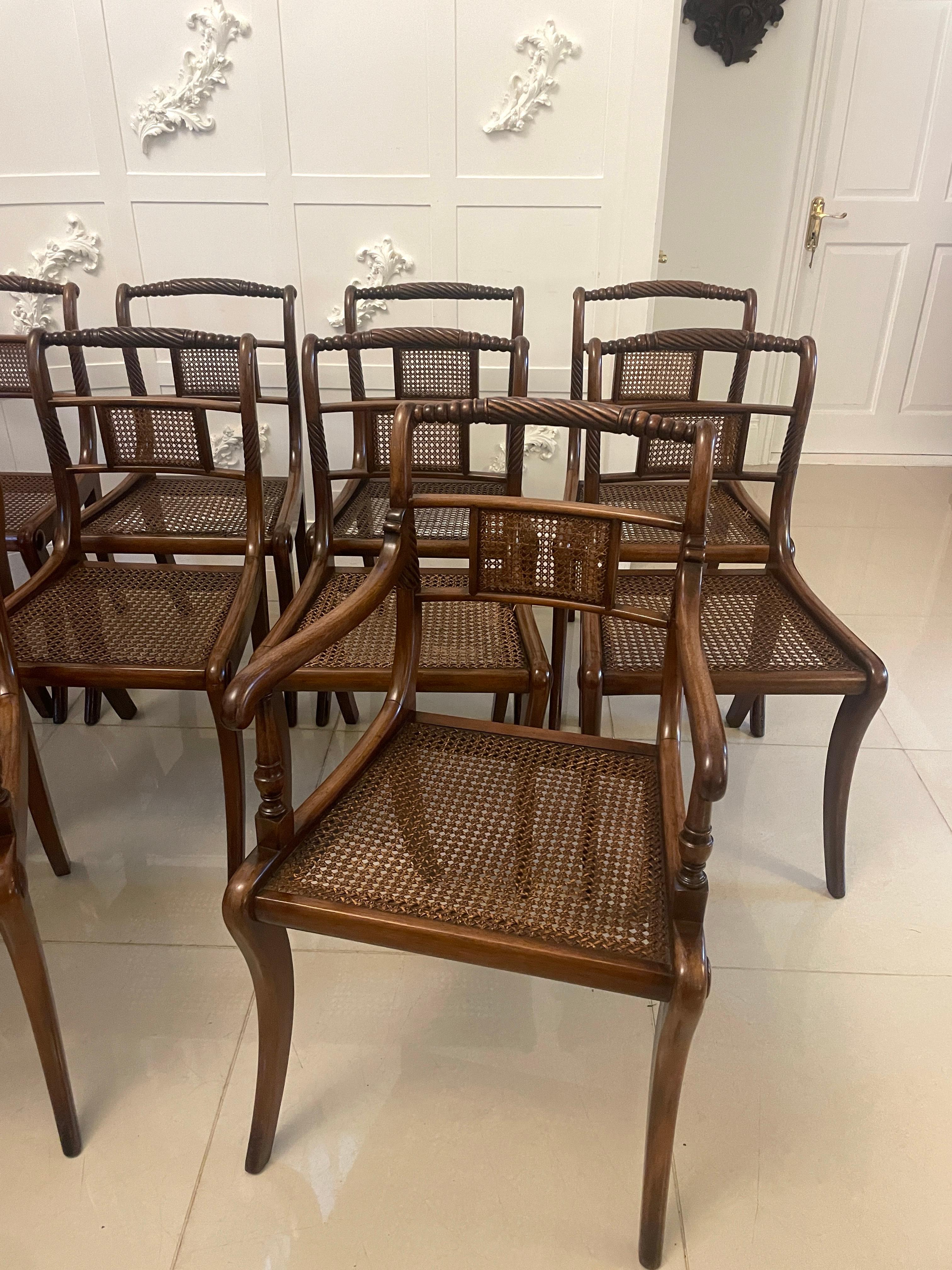 Set of 10 Antique Edwardian Quality Mahogany and Cane Dining Chairs In Good Condition In Suffolk, GB