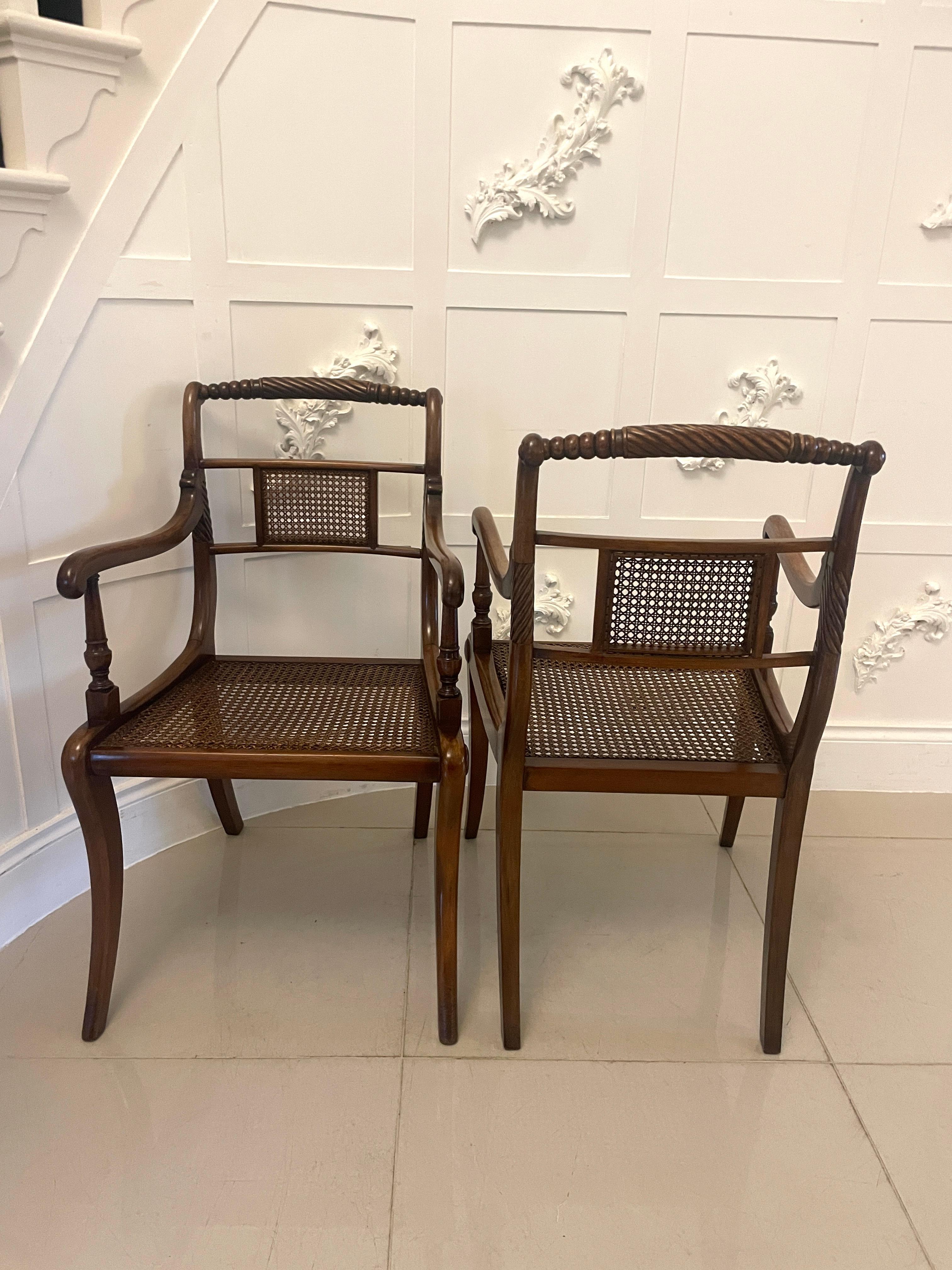 20th Century Set of 10 Antique Edwardian Quality Mahogany and Cane Dining Chairs