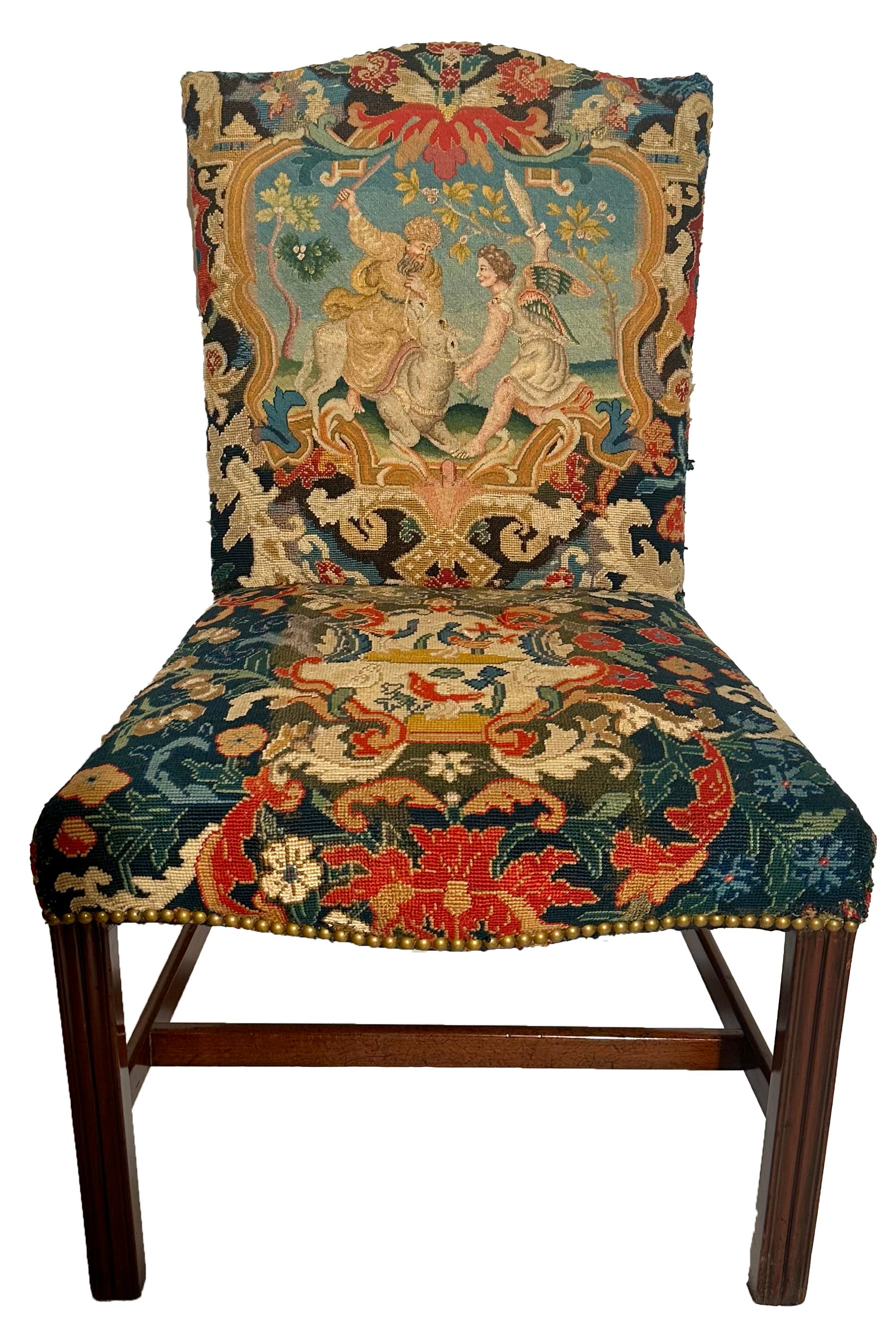 Set of 10 Antique English Georgian Mahogany and Needlepoint Chairs, Circa 1820's For Sale 5