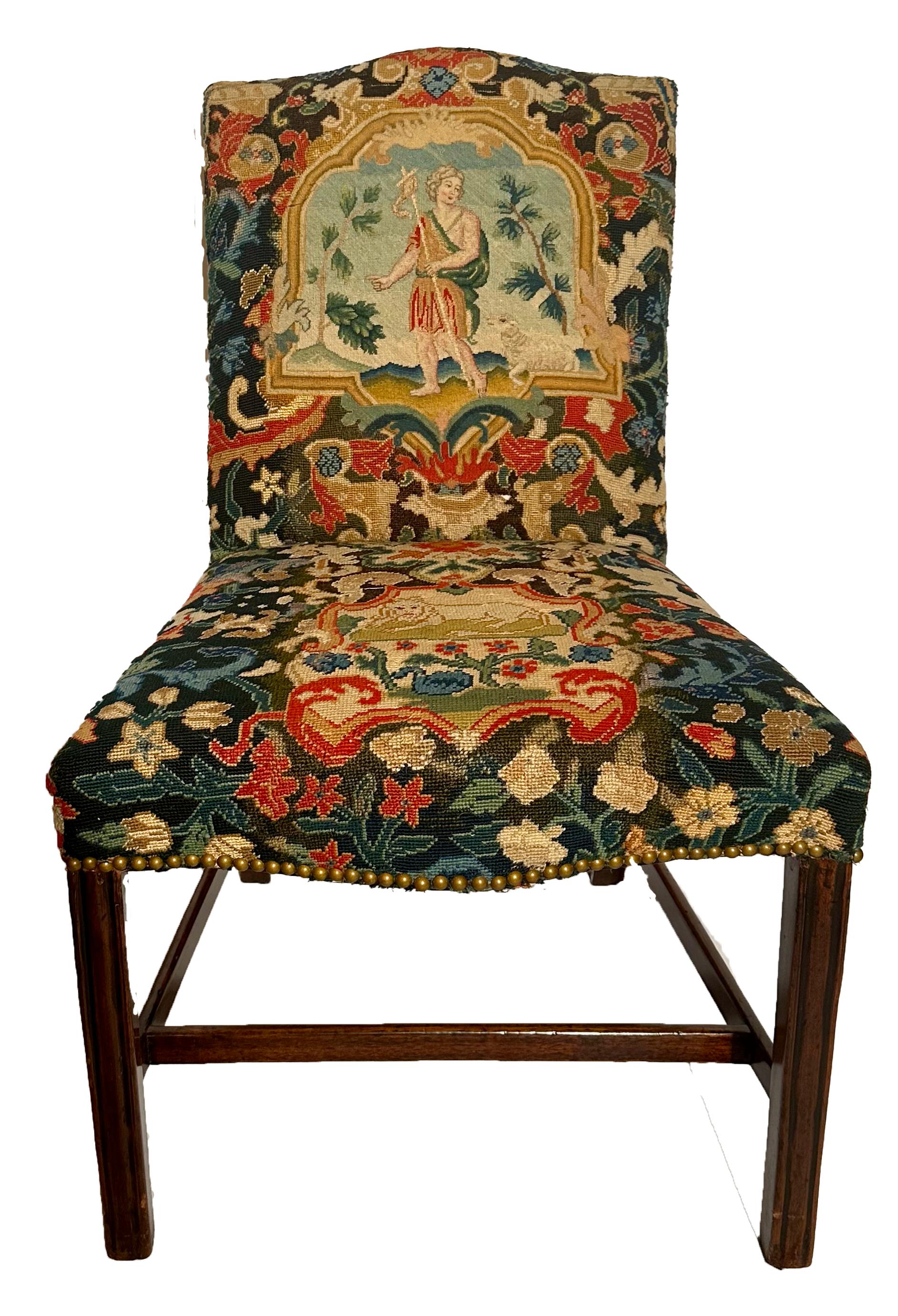 Set of 10 Antique English Georgian Mahogany and Needlepoint Chairs, Circa 1820's For Sale 1