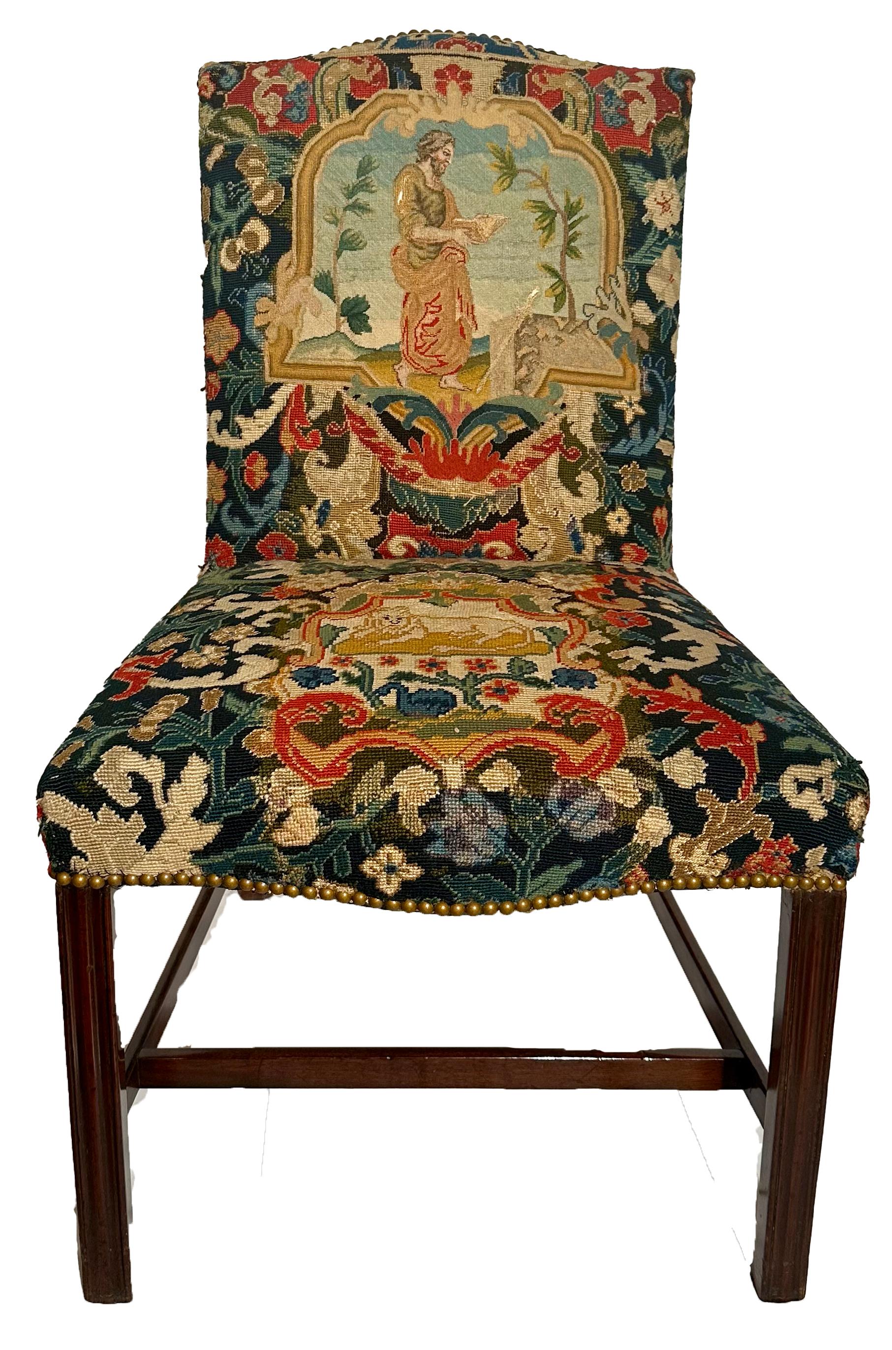 Set of 10 Antique English Georgian Mahogany and Needlepoint Chairs, Circa 1820's For Sale 2