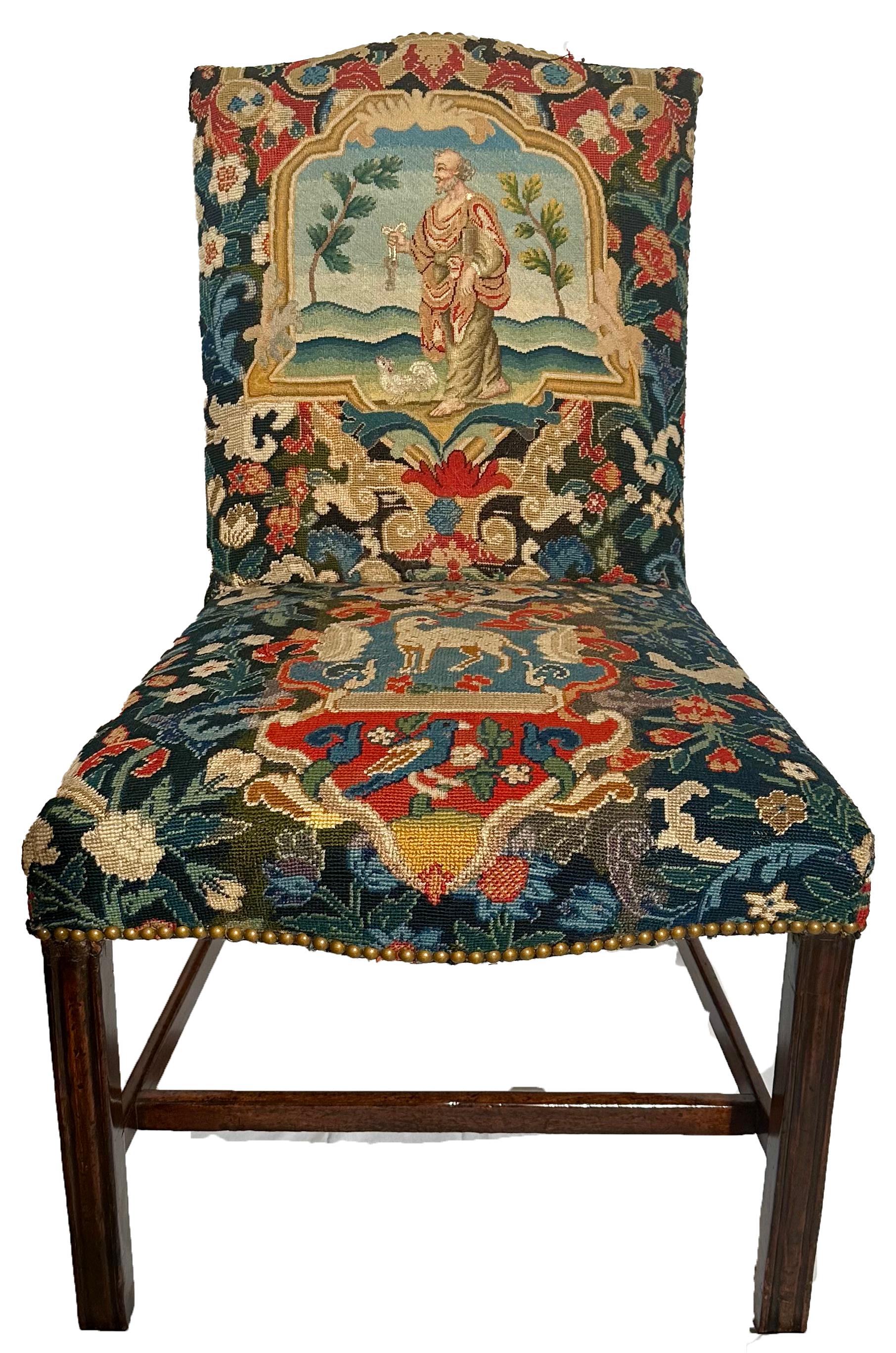 Set of 10 Antique English Georgian Mahogany and Needlepoint Chairs, Circa 1820's For Sale 4