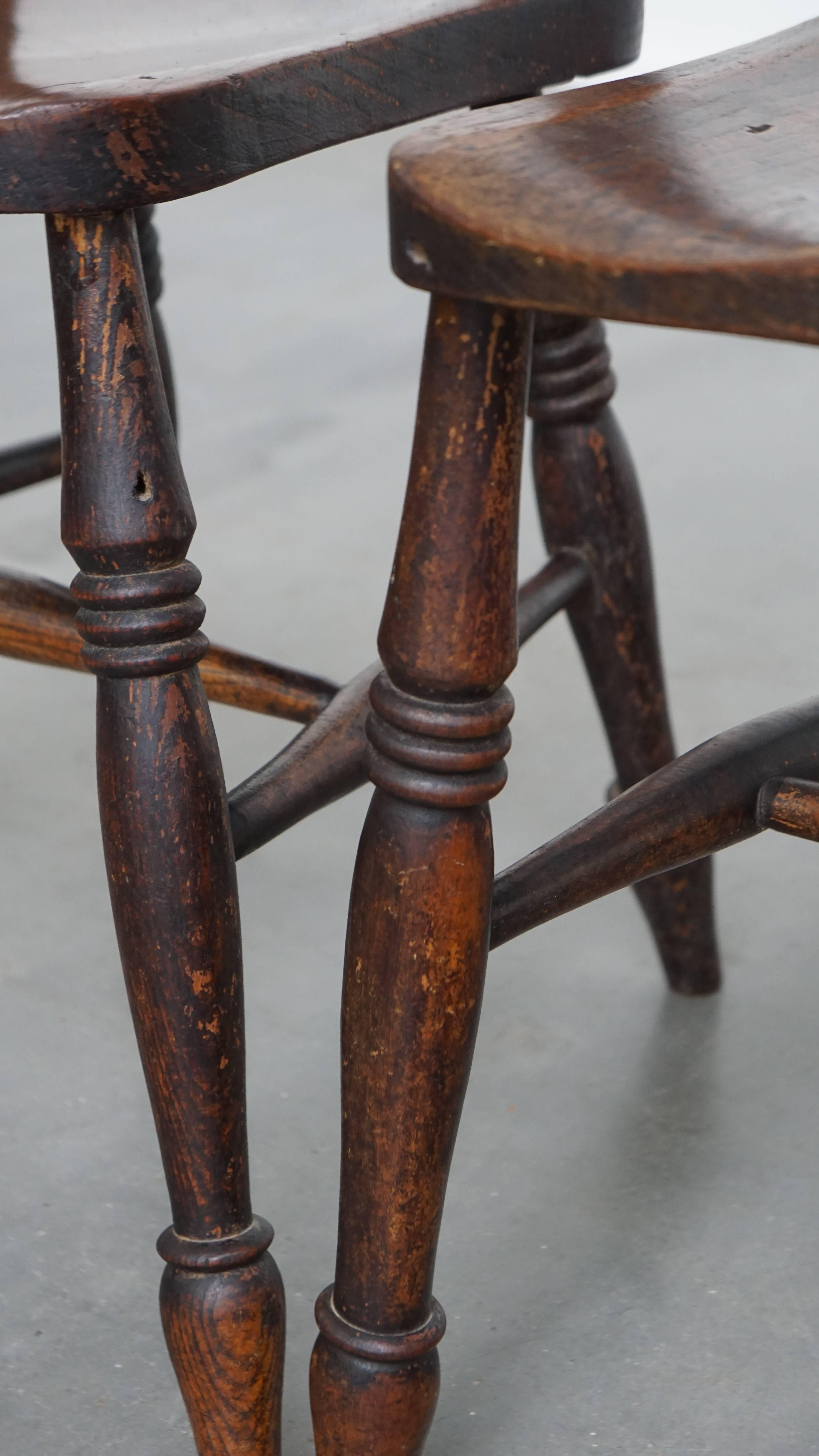Set of 10 Antique English Oxford Dining / Kitchen Chairs For Sale 4