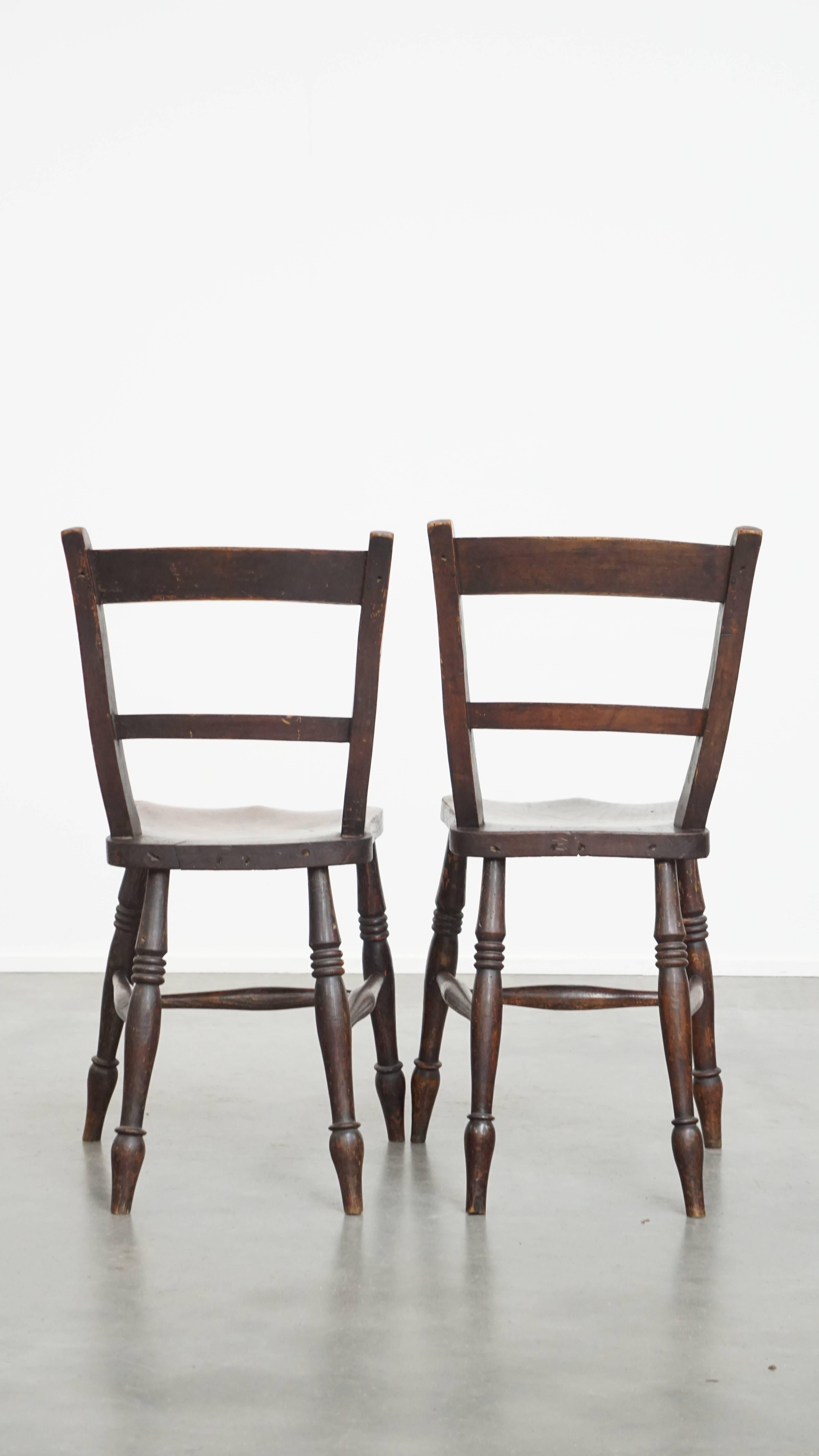 Hand-Crafted Set of 10 Antique English Oxford Dining / Kitchen Chairs For Sale