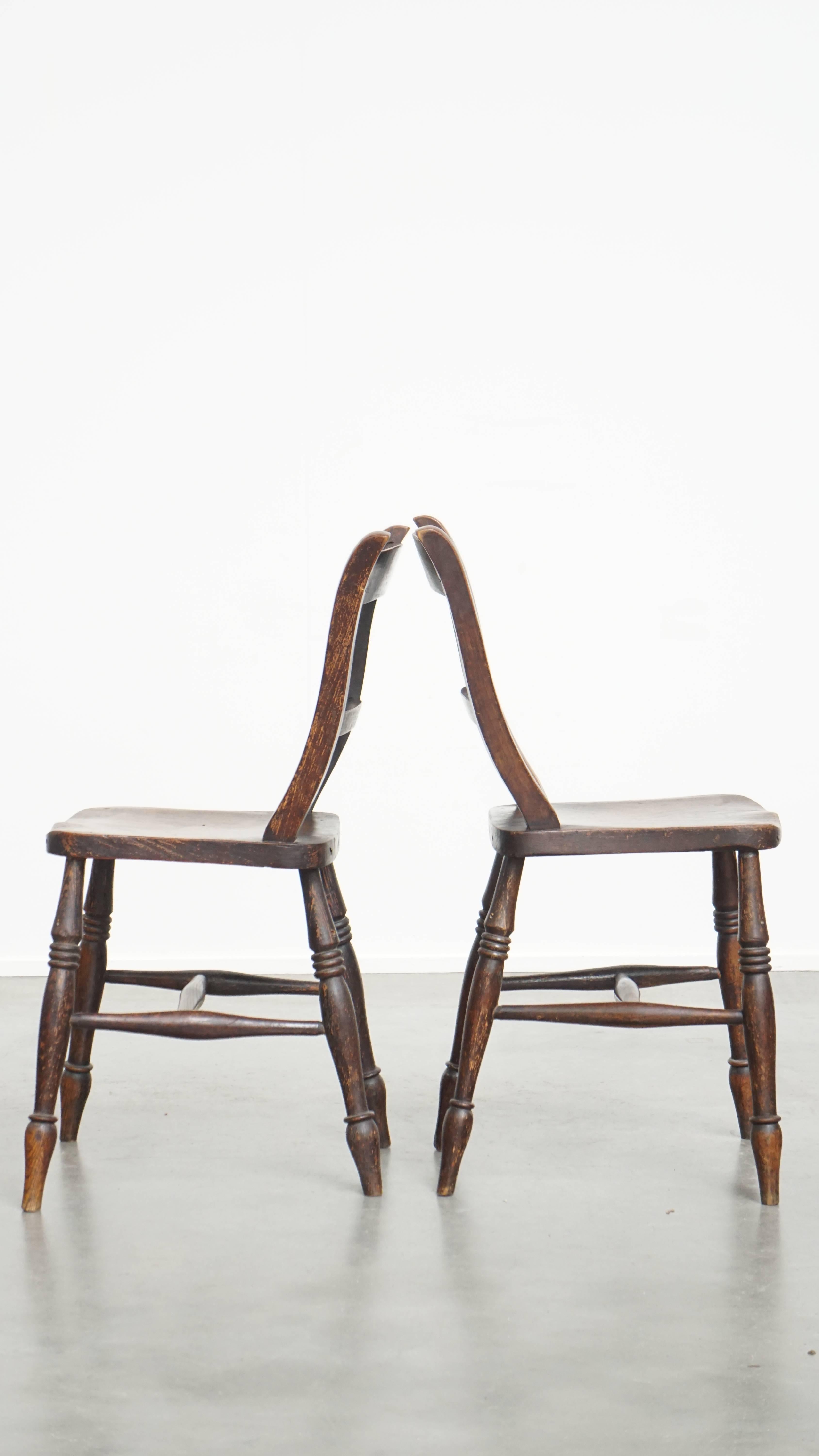 Set of 10 Antique English Oxford Dining / Kitchen Chairs In Fair Condition For Sale In Harderwijk, NL