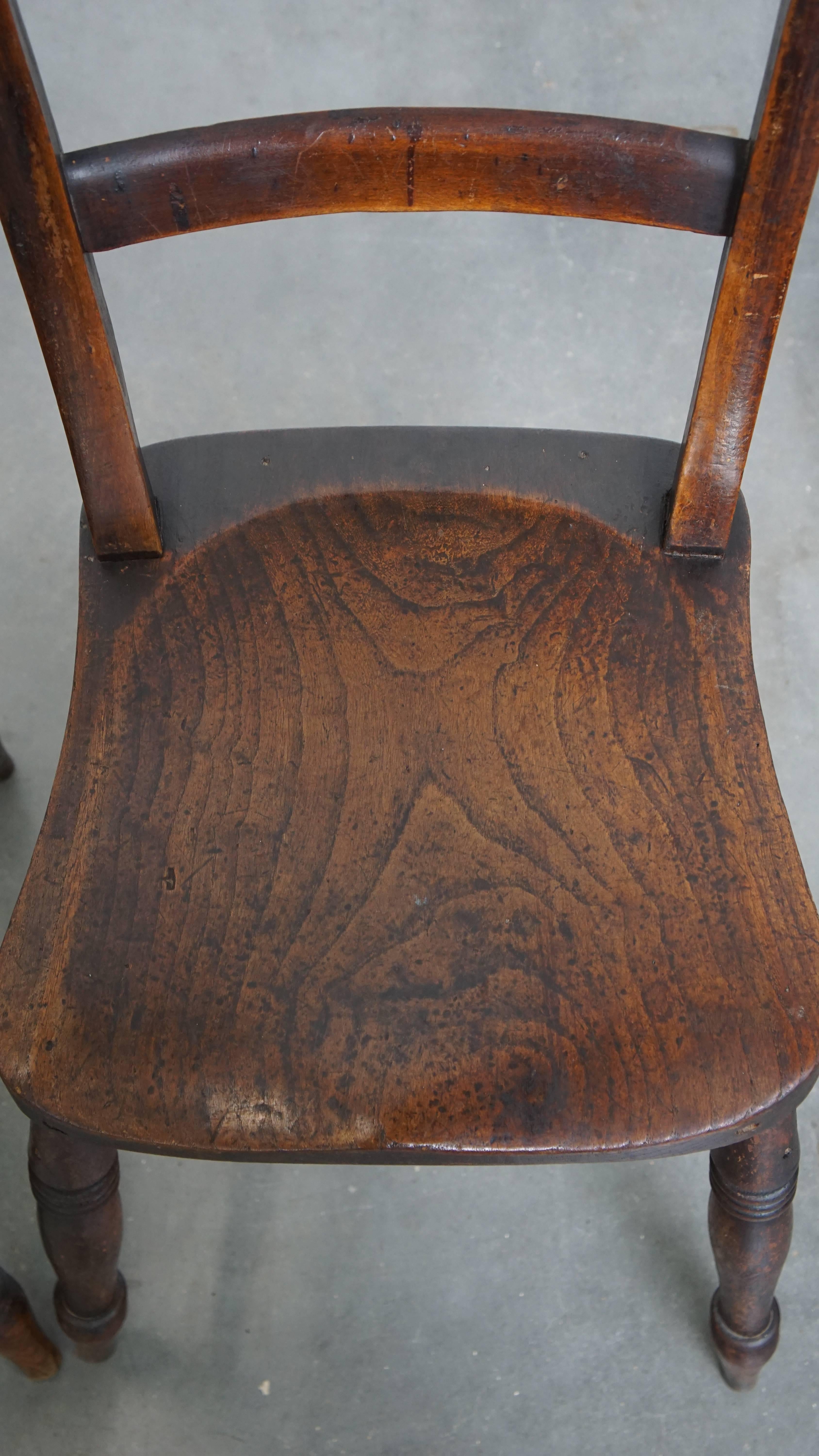 Wood Set of 10 Antique English Oxford Dining / Kitchen Chairs For Sale